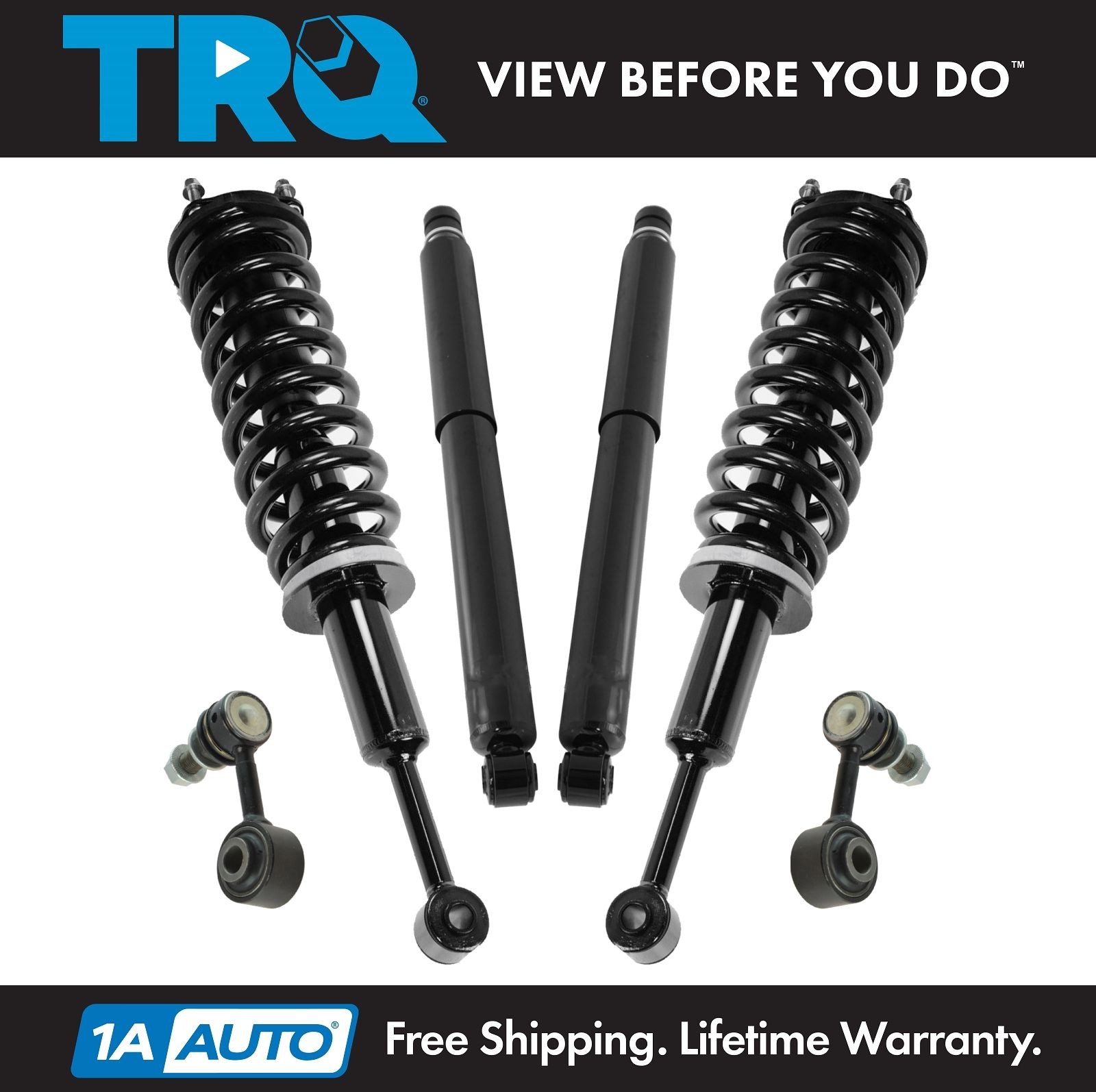 TRQ Front & Rear Complete Strut & Shock Absorber Kit with Sway Links for Tundra