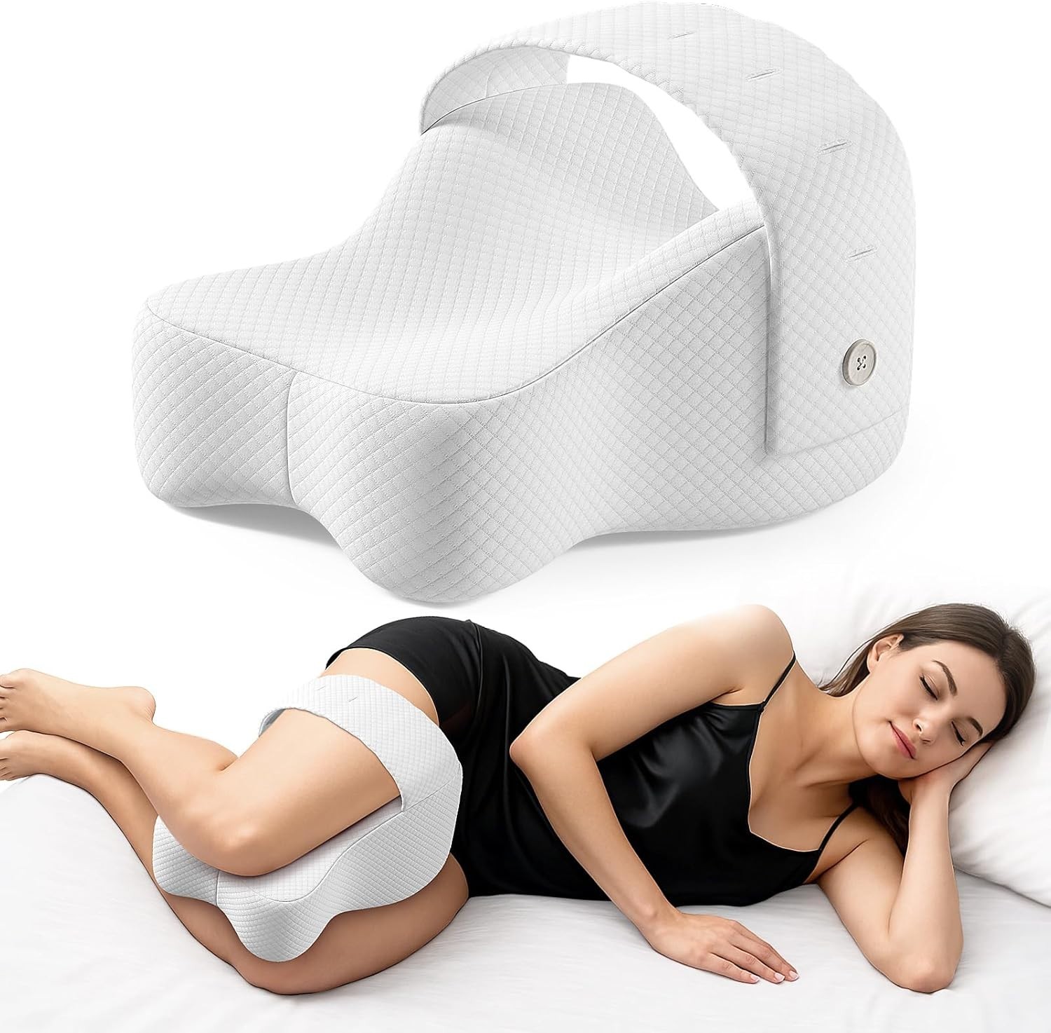 Memory Foam Knee Pillow for Side Sleepers, Adjustable Leg Support for Alignment