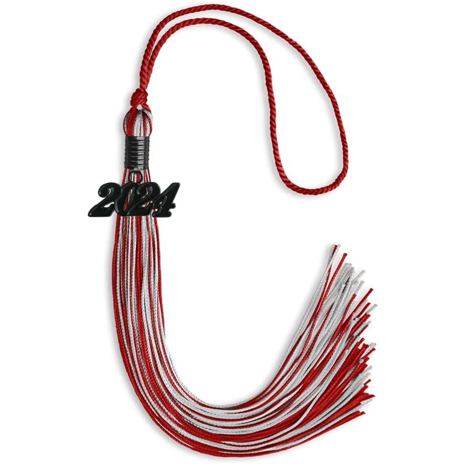 Endea Graduation Red/Silver Mixed Color Tassel With Black Date Drop