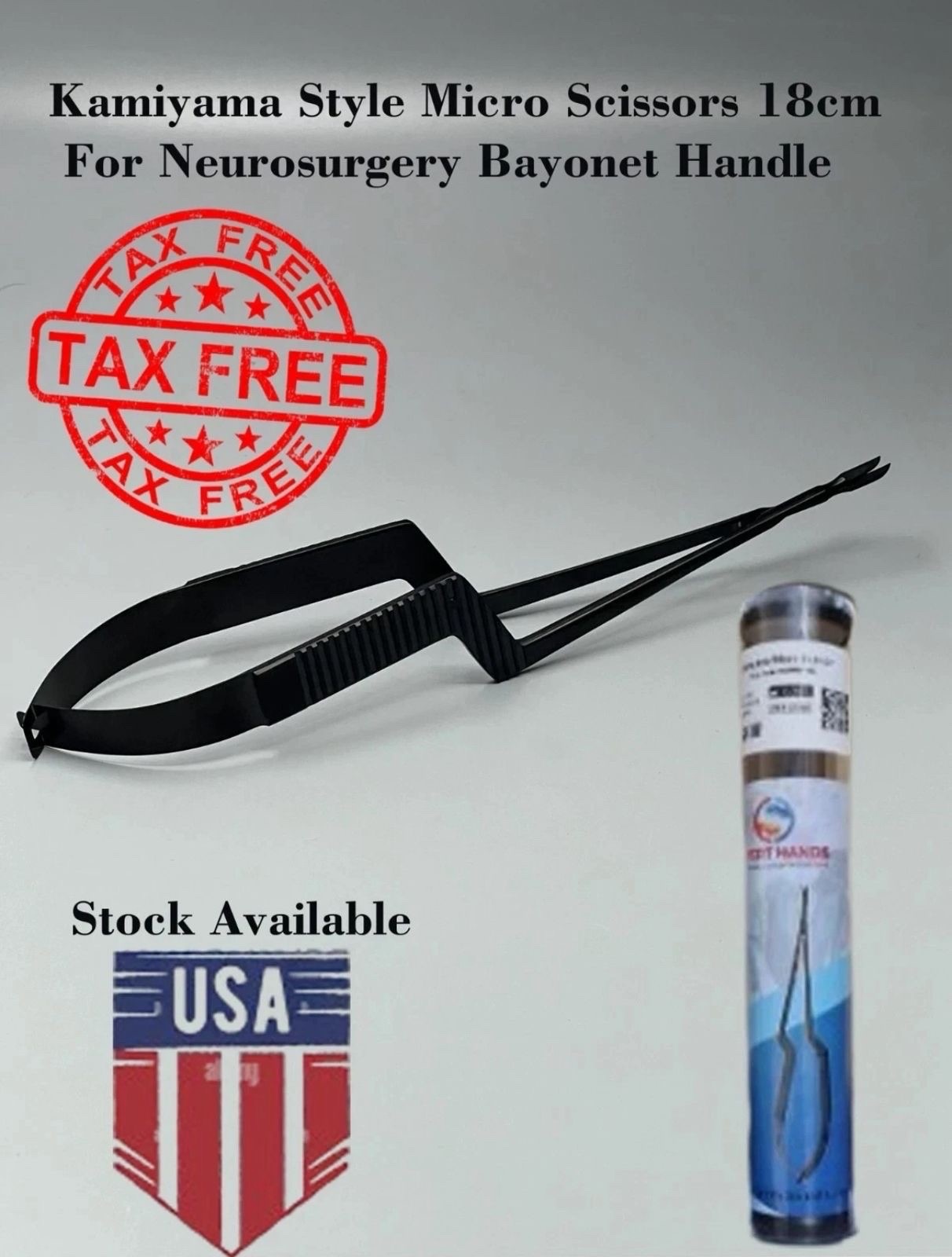 Kamiyama Style Micro Scissors 18cm For Neurosurgery Bayonet Handle