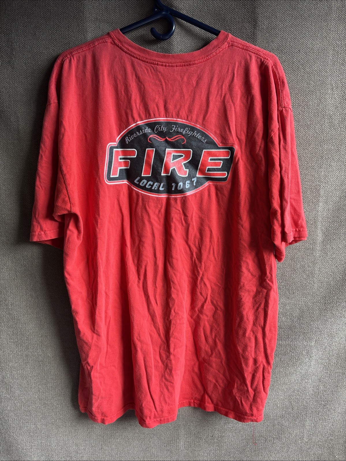 Riverside County City Firefighters LOCAL 1067 Red Short Sleeve T- Shirt~Size: XL