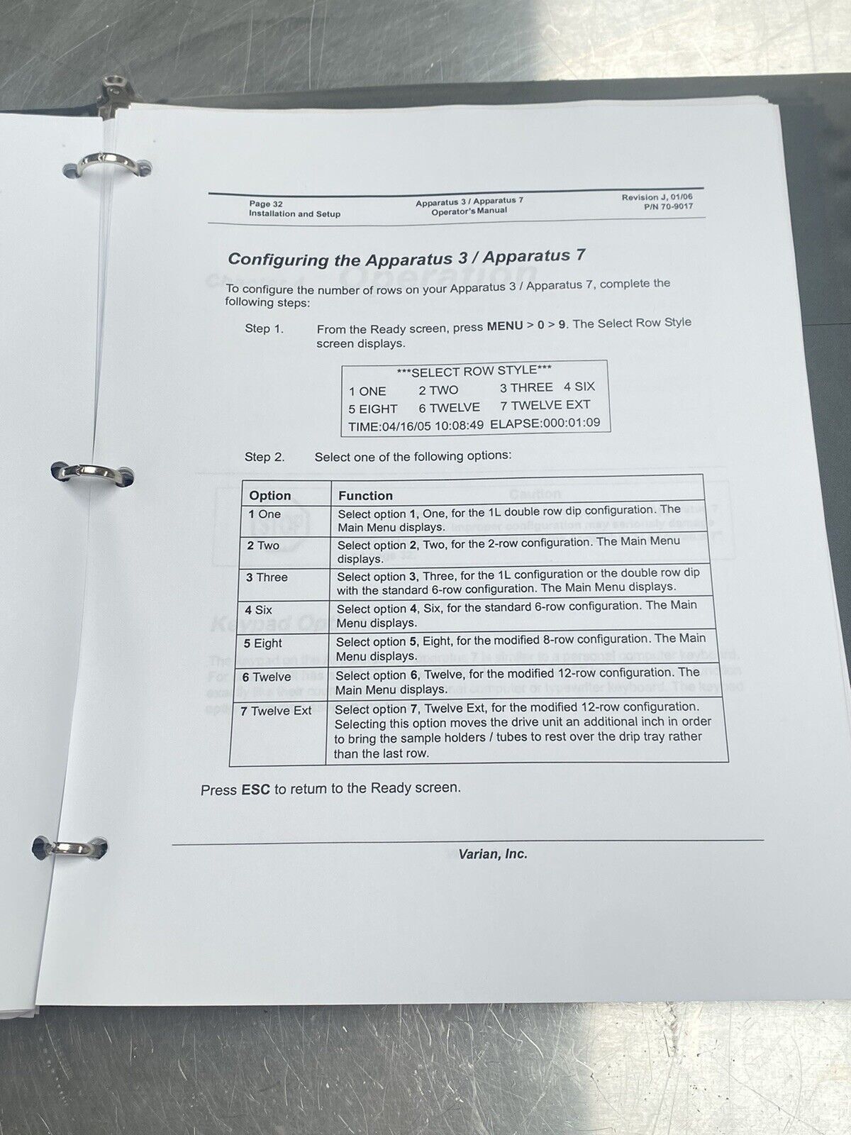 Varian Apparatus 3 / Apparatus 7 - Users Manual / Instructions Book