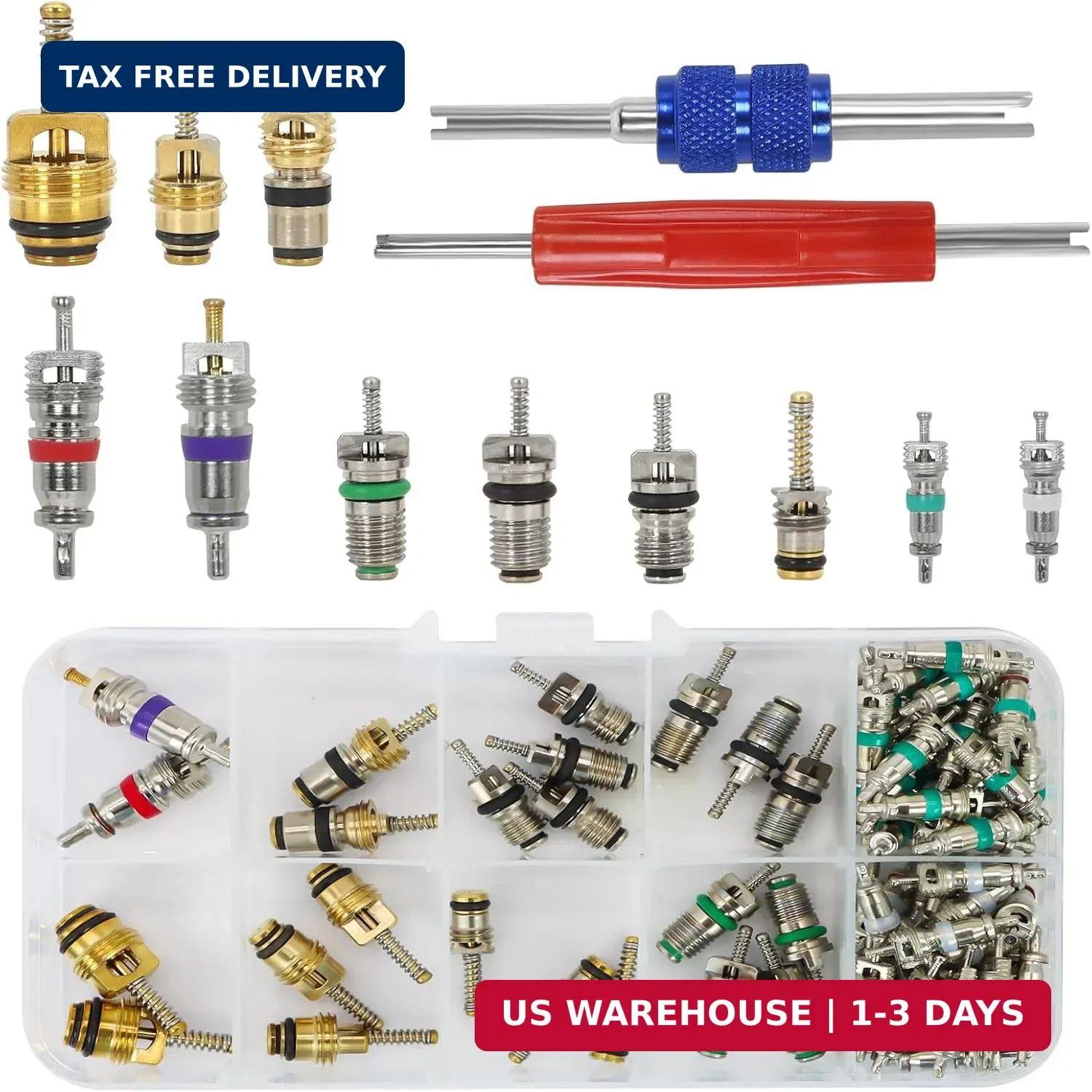 102Pcs Auto Air Conditioning Valve Core Accessories Kit A/C R12 R134a Automotive