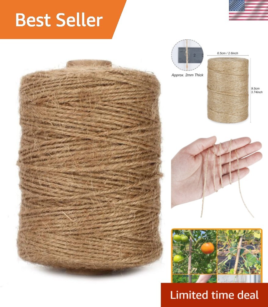 Eco-Friendly 500ft Jute Twine - Durable Craft Rope for Weddings & Festive Events