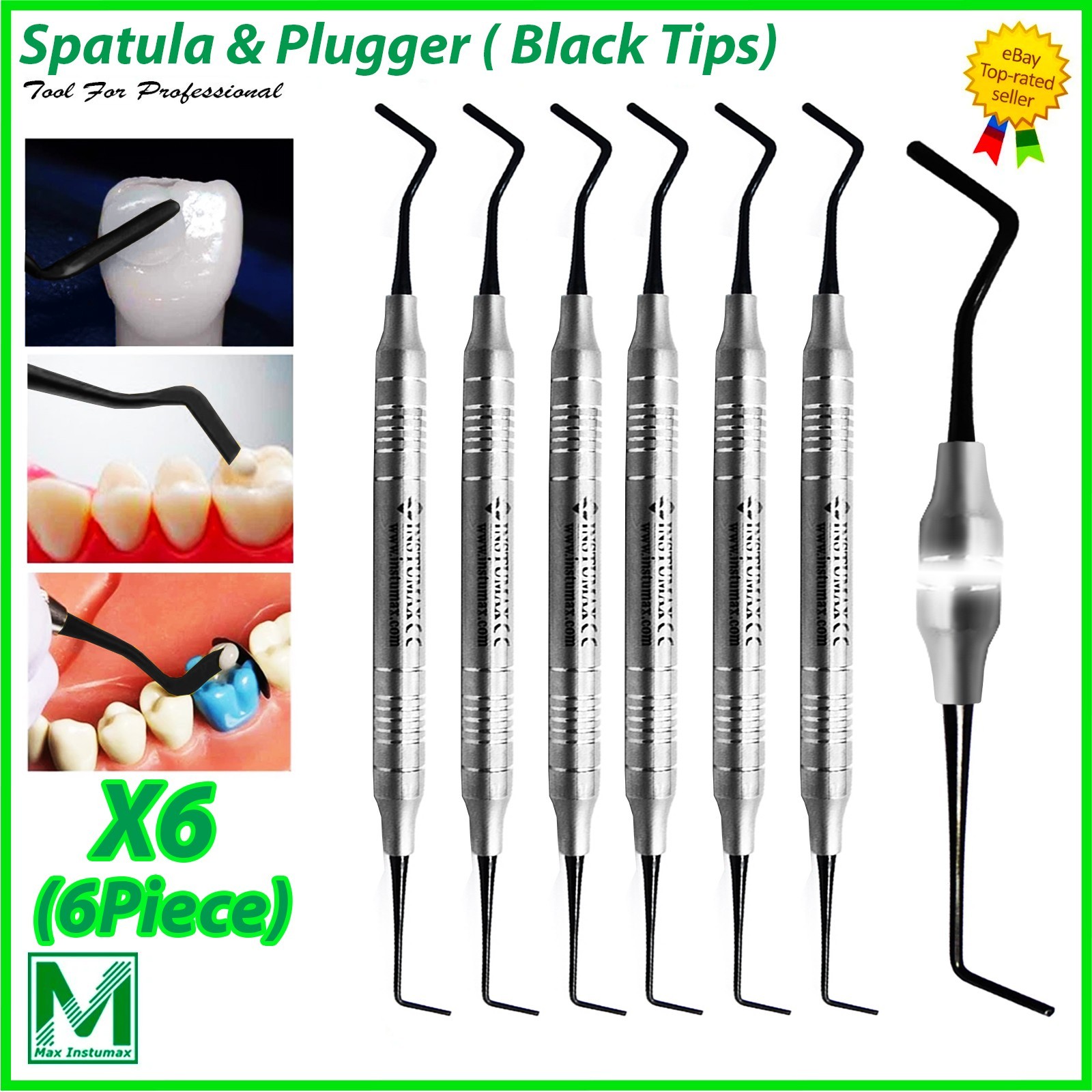 Black Spatula & Plugger Set for Resin Filling, Contouring, and Restorative