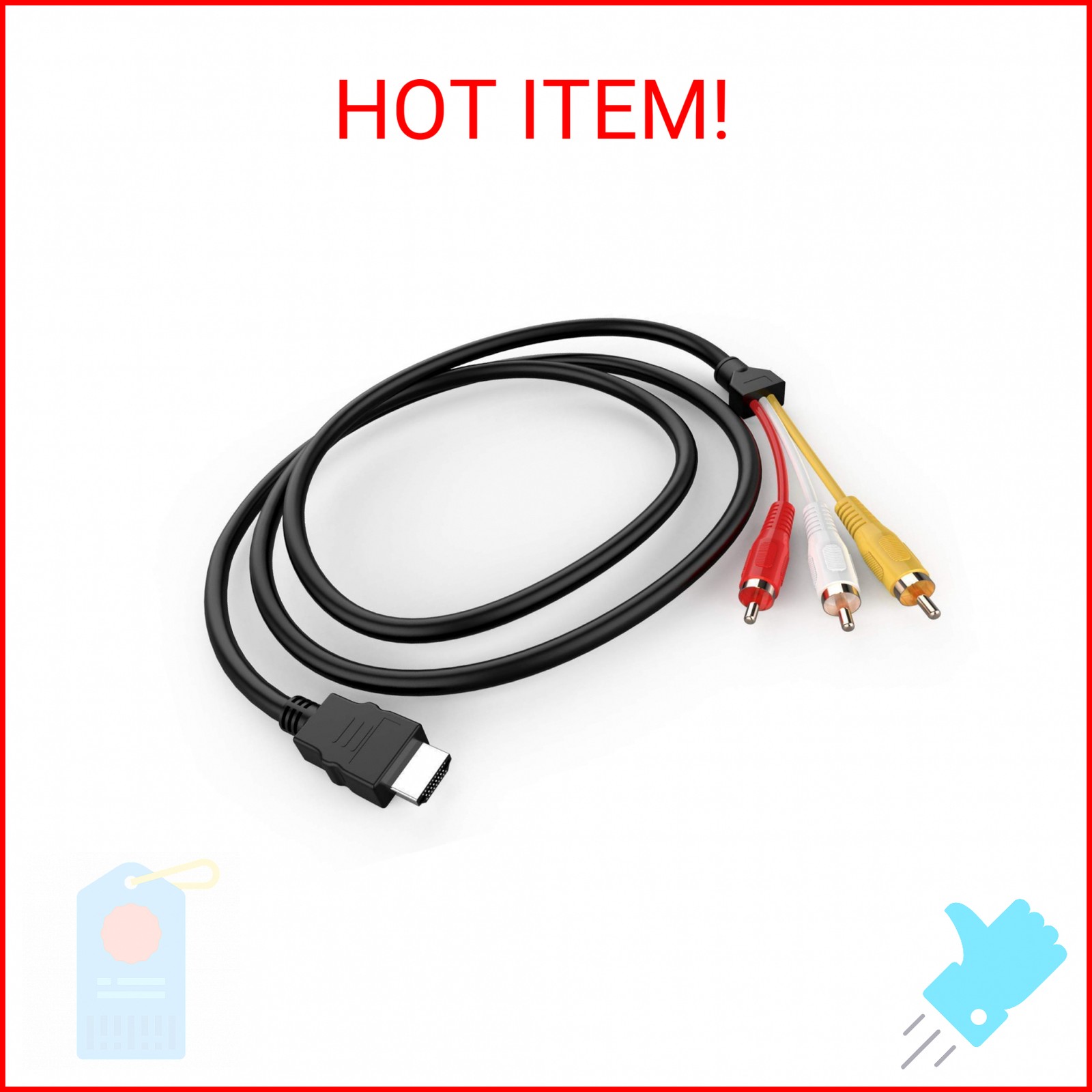 HDMI to RCA Cable, 1080P 5ft/1.5m HDMI Male to 3-RCA Video Audio AV Cable Connec