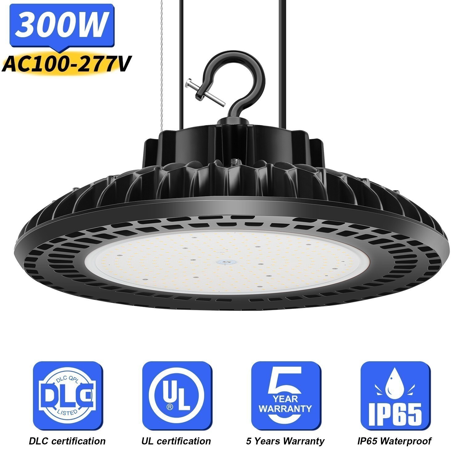 300W UFO Led High Bay Light 43500 Lumens Industrial Factory Warehouse Lighting