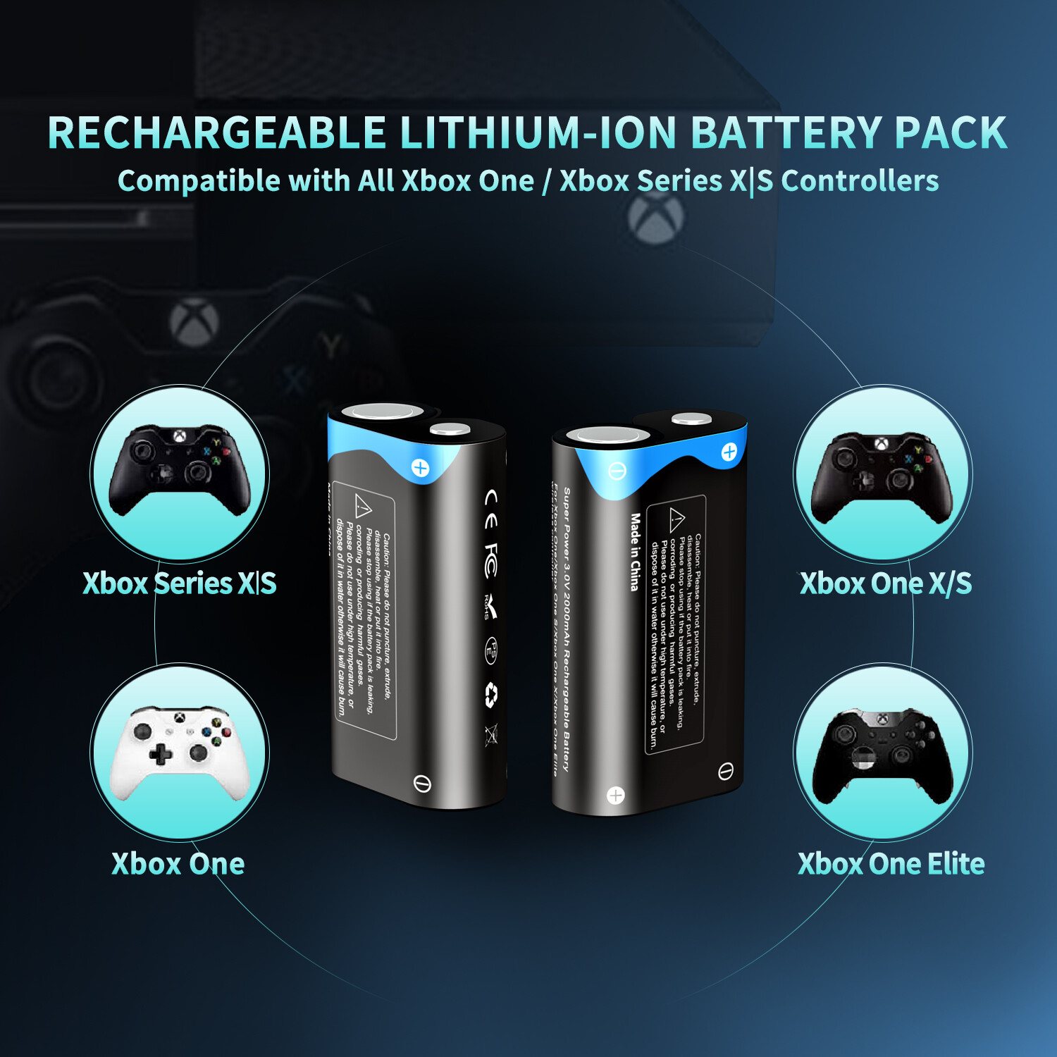 Lithium Rechargeable Xbox One Controller Battery Pack Xbox Series X/S Controller