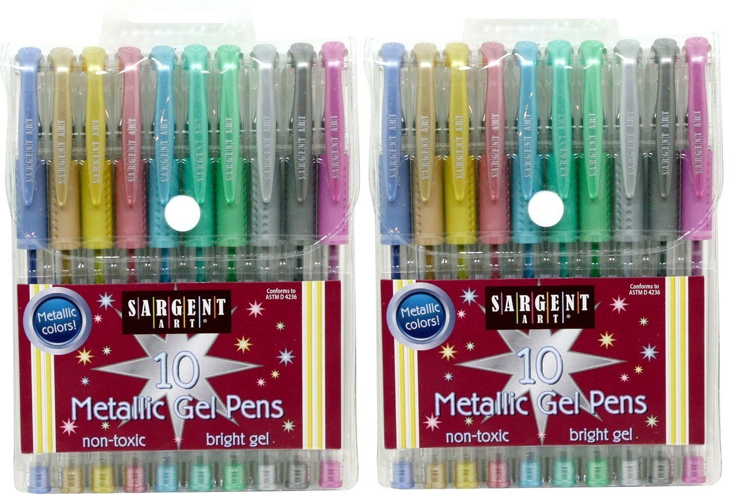 Sargent Art 10 Count  Metallic Durable Long Lasting 1 Set = 2 Packs Gel Pen  NEW