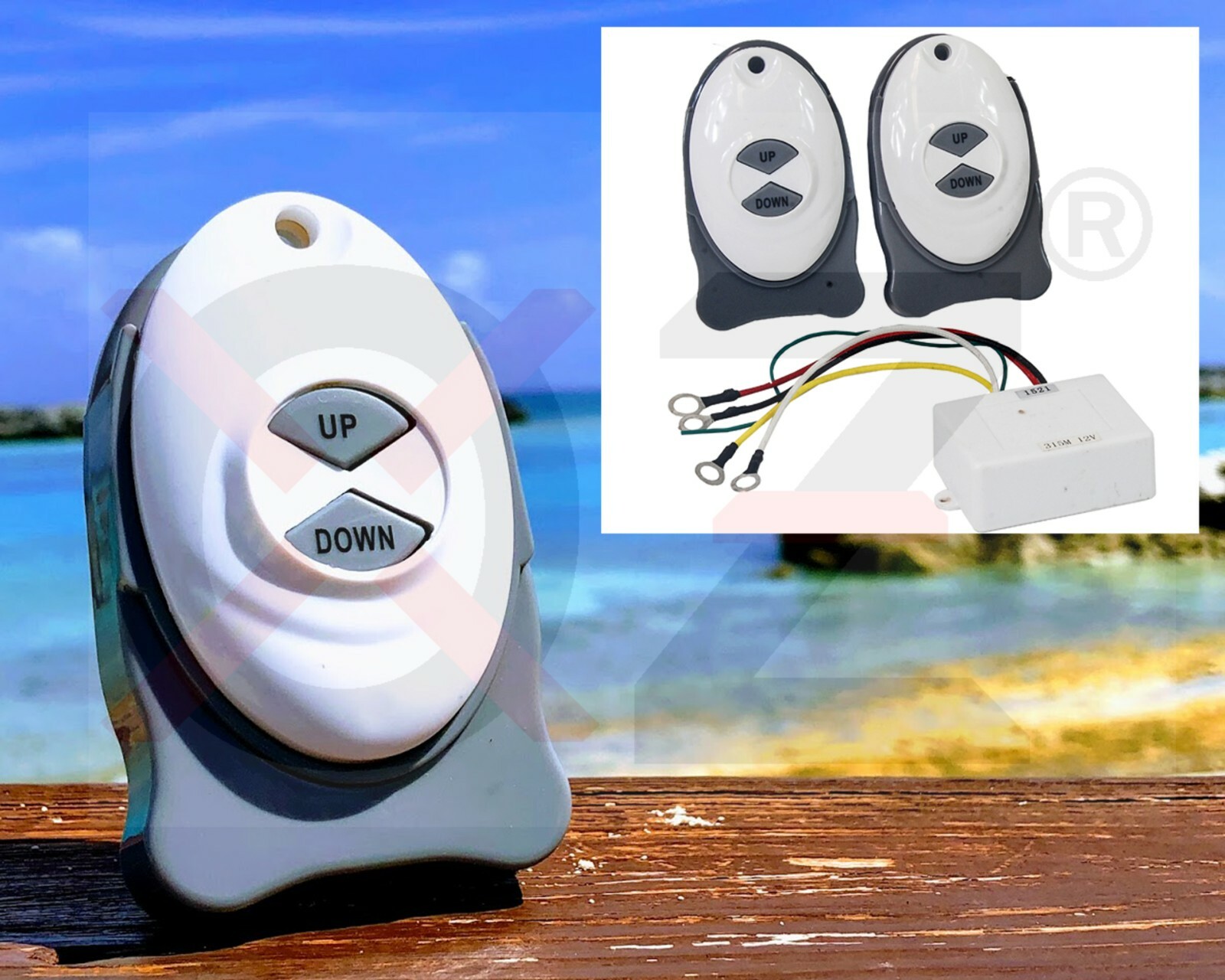 Anchor remote windlass wireless switch boat sail trim controller boston whaler