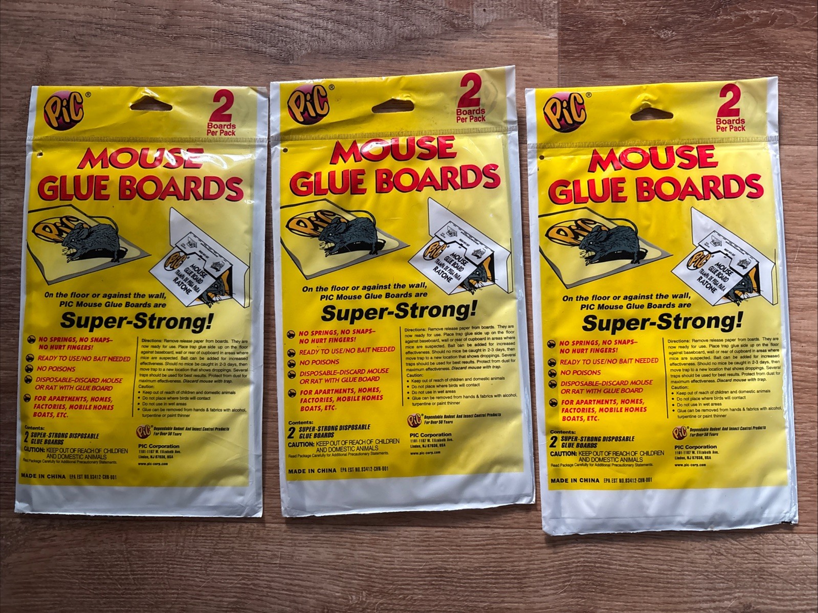 Lot of 3: Mice Rats Insects~2 Per Pack Glue Traps:6 Total Pieces~Floor or Wall