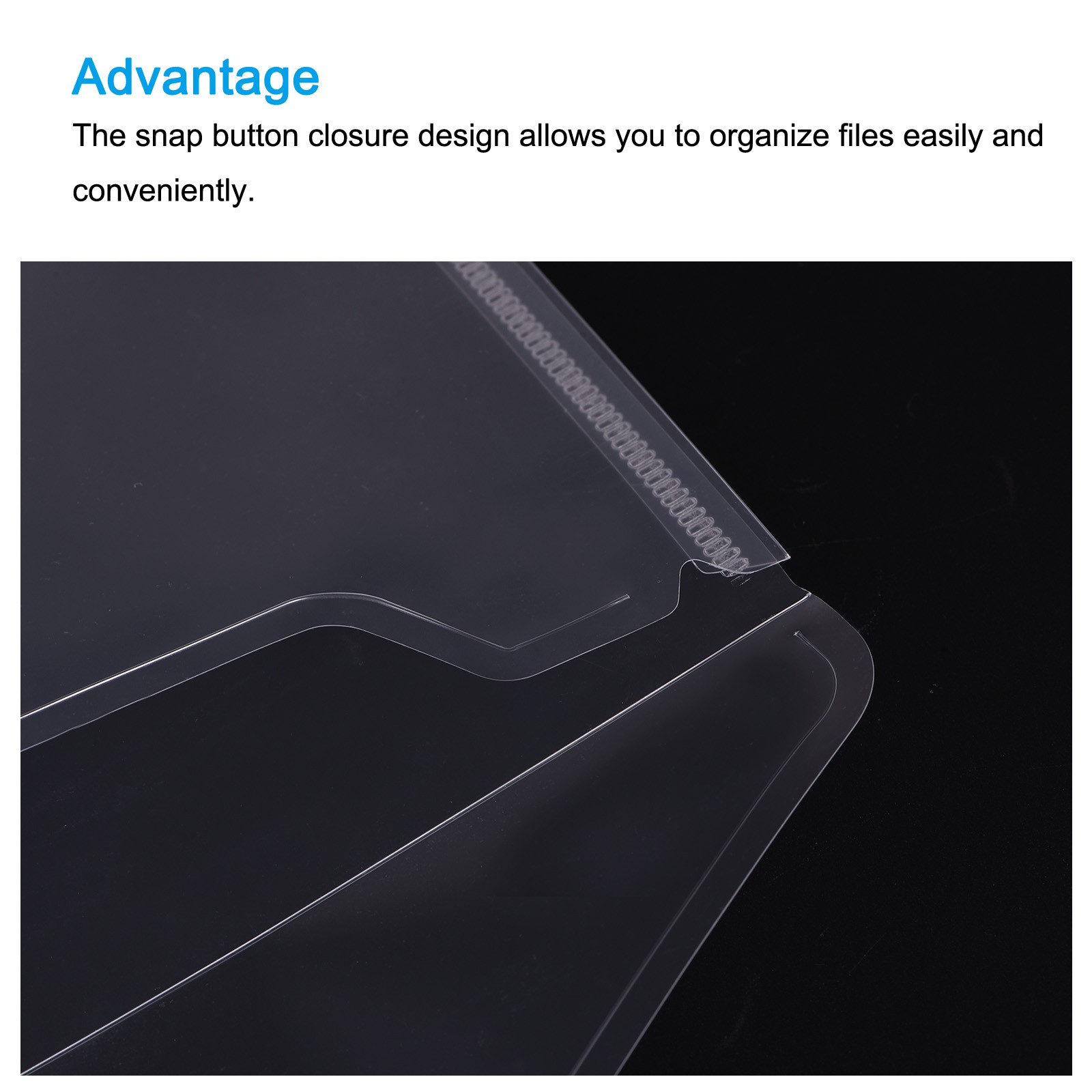 12 x File Folders A5 Size Plastic Envelopes Document Organizer Snap Button Clear