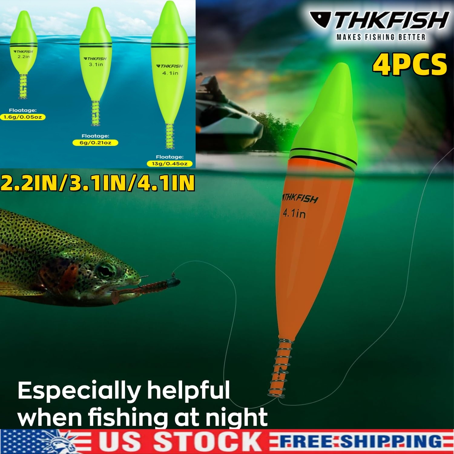 4pcs Red Fishing Floats Led Fishing Floats And Bobbers Led Lighted Fishing Buyo