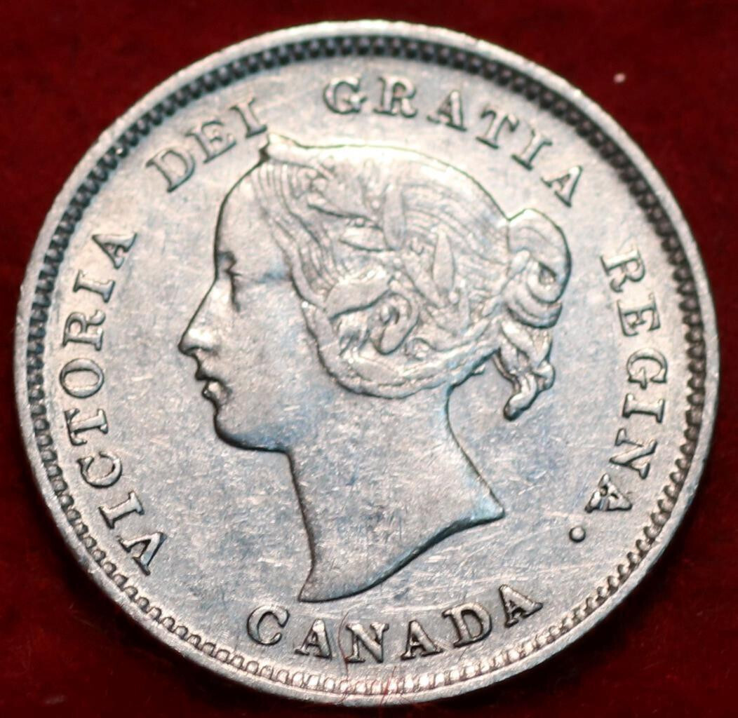 🇨🇦 Uncirculated 1901 Queen Victoria 5 Cents Silver Coin Canada