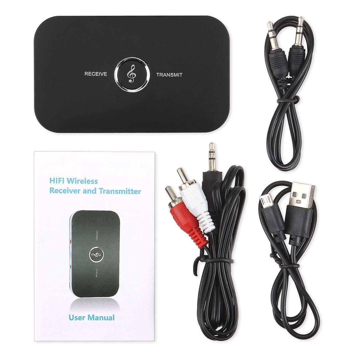 Bluetooth 5.0 Transmitter Receiver 2 IN 1 Wireless Audio 3.5mm Jack Aux Adapter