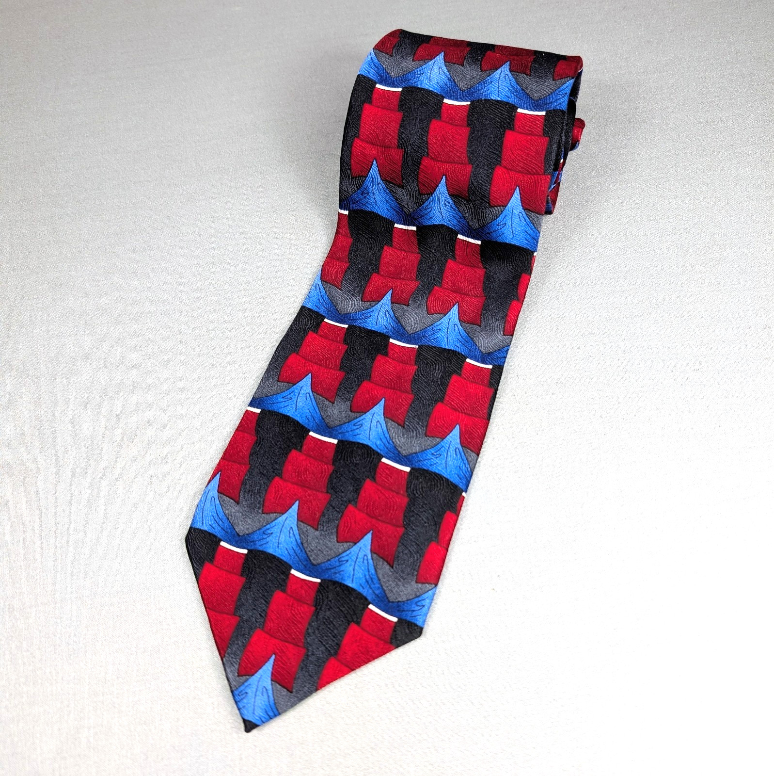 Grateful Dead Ship of Fools Red Blue Black Pattern Men's Neck Tie