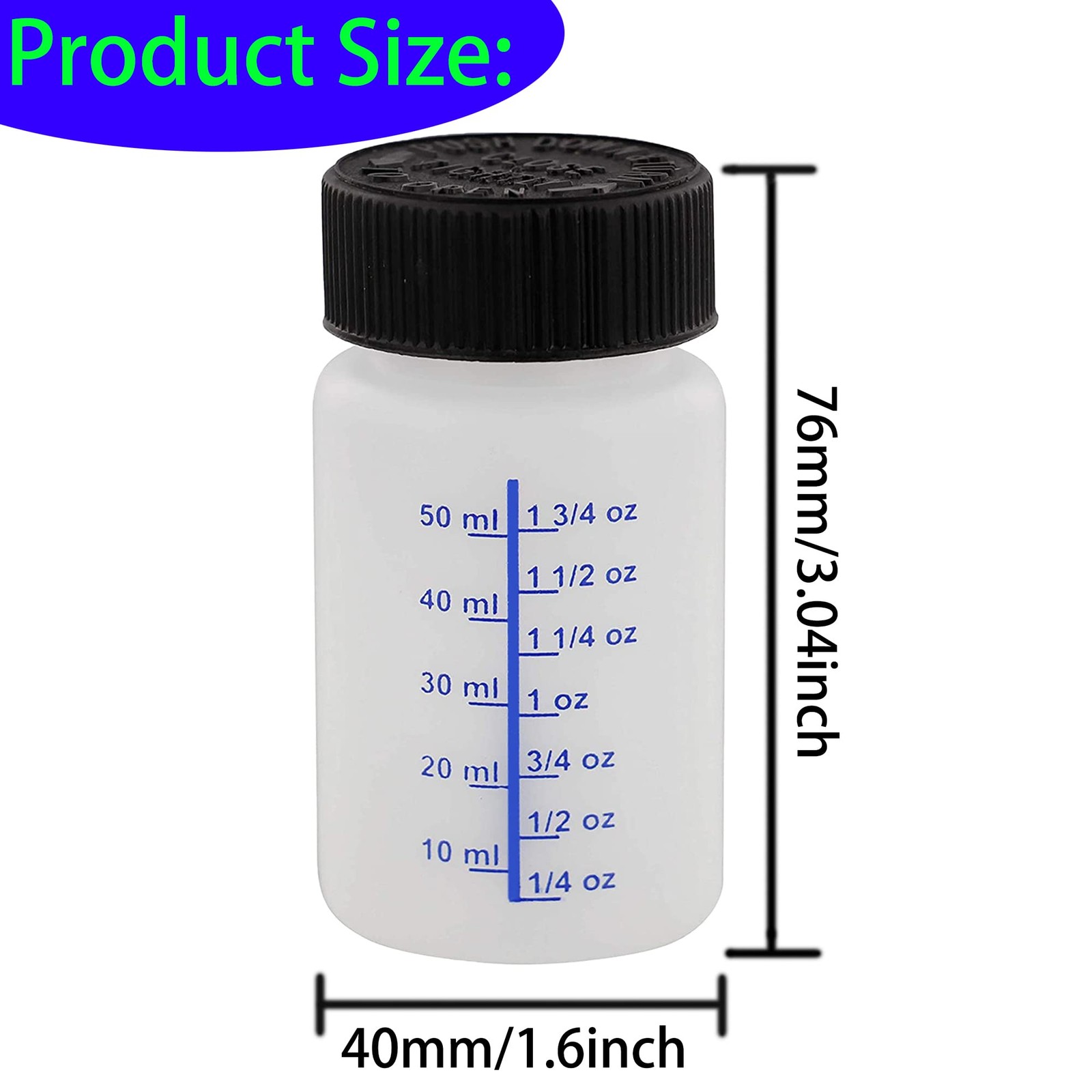 6 Pack 2 Ounce 60ml Empty Paint Touch Up Bottles with Brush Applicator and Mi...