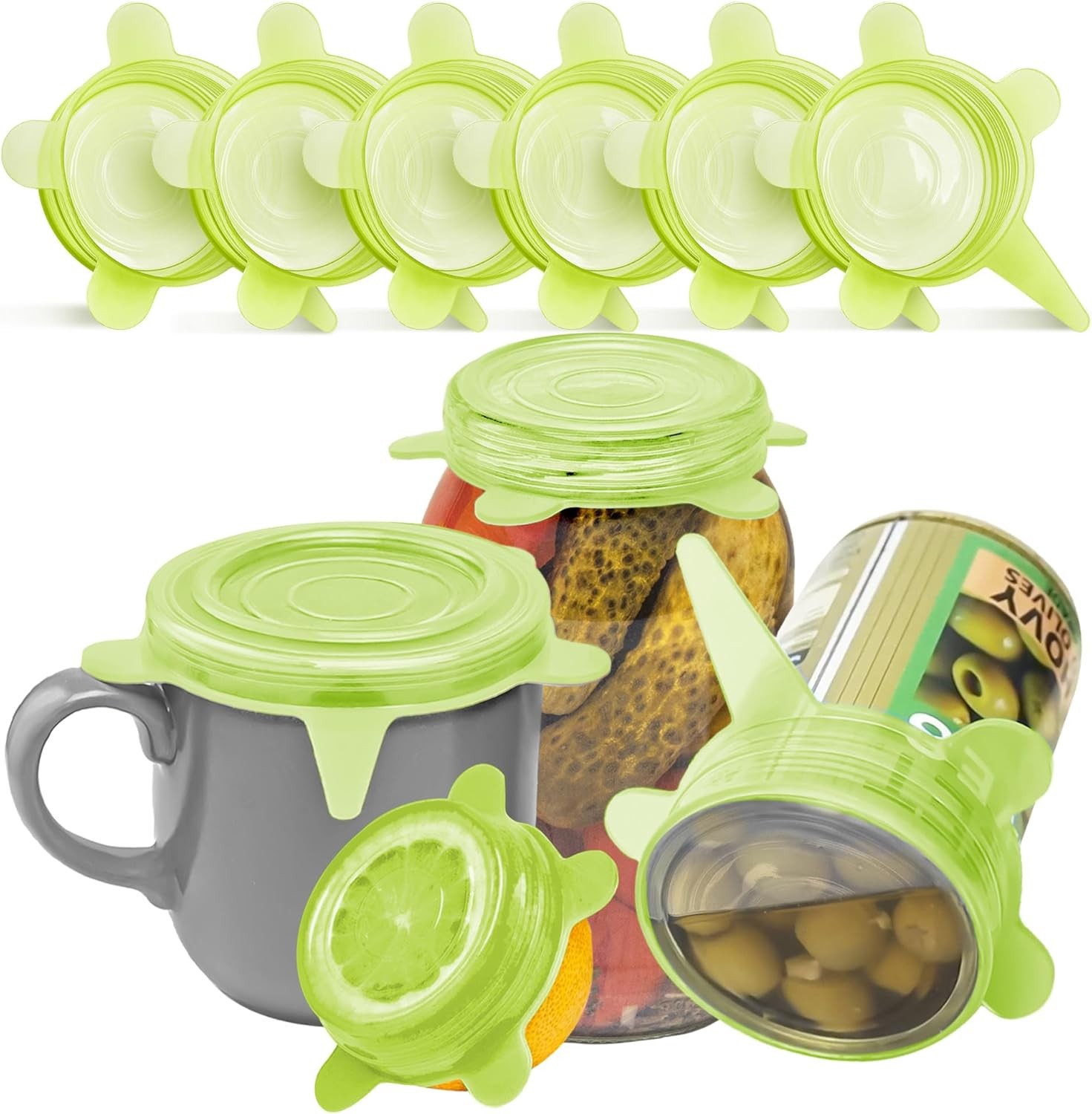 Silicone Stretch Lids 6-Pack Small for Fresh Food Storage - Seal in Flavors
