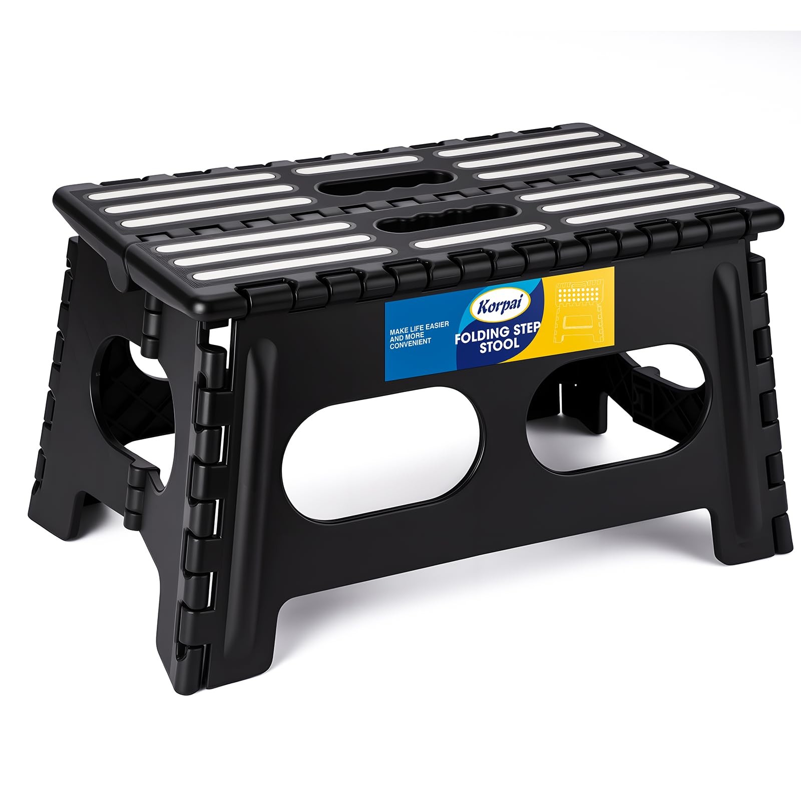 9" Folding Step Stool for Adults and Kids 15-Inch Extra Wide Stool Holds Up t...