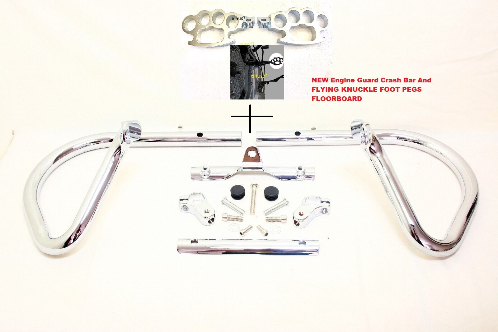 Engine Guard Crash Bar & KNUCKLE FOOT PEGS FLOORBOARD 4 HARLEY HD V-ROD VRSC ROD
