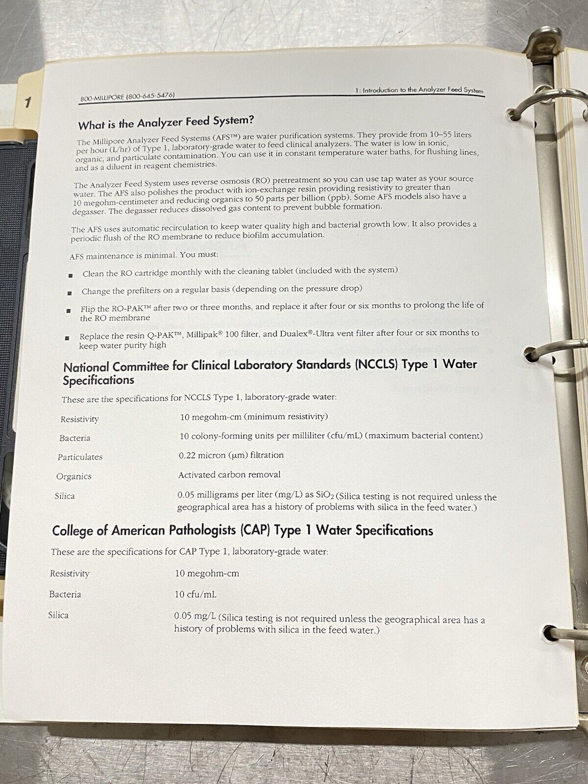 Millipore AFS 300 Analyzer Feed System With VHS - Users Guide / Manual