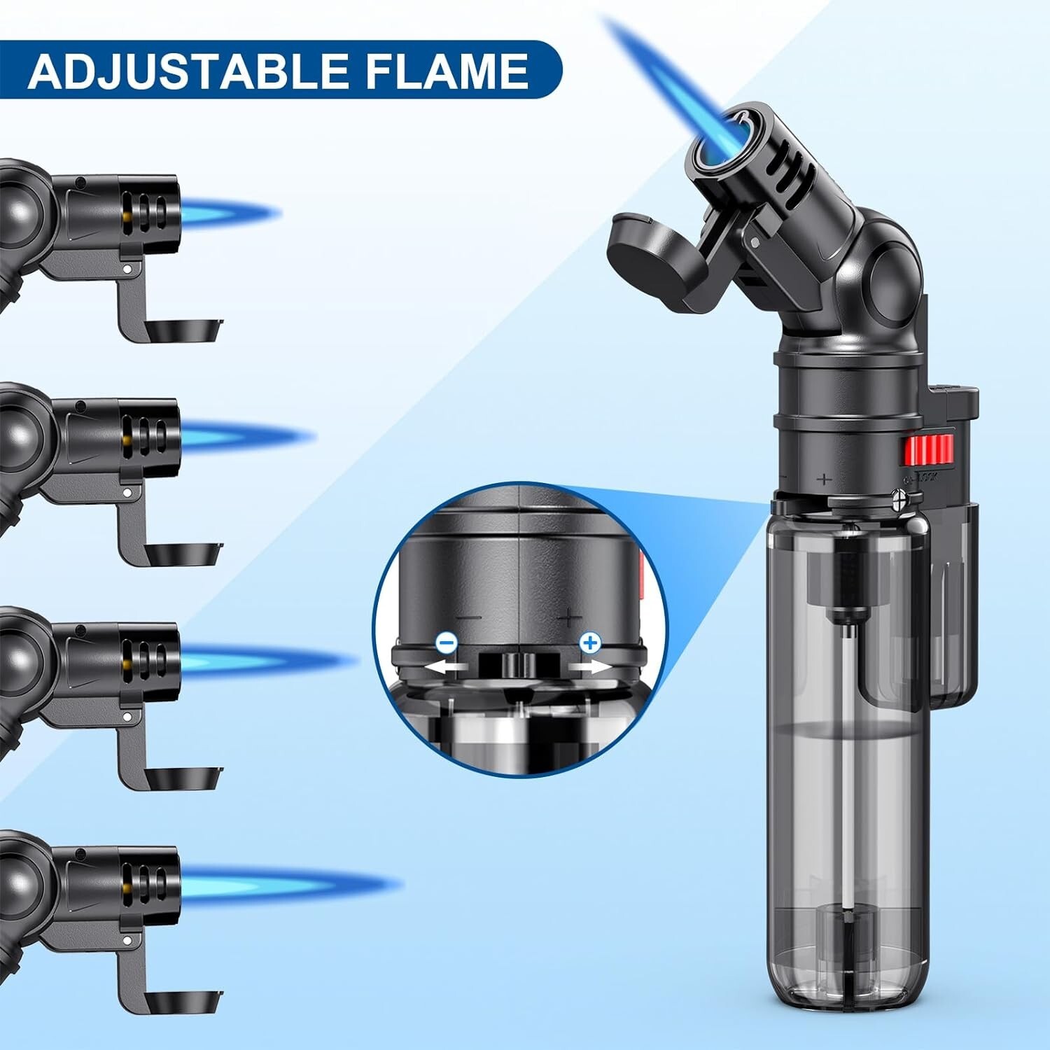 Torch Lighters, 4 Pack, Butane Refillable Torch Lighter, Rotatable Head, Windpro