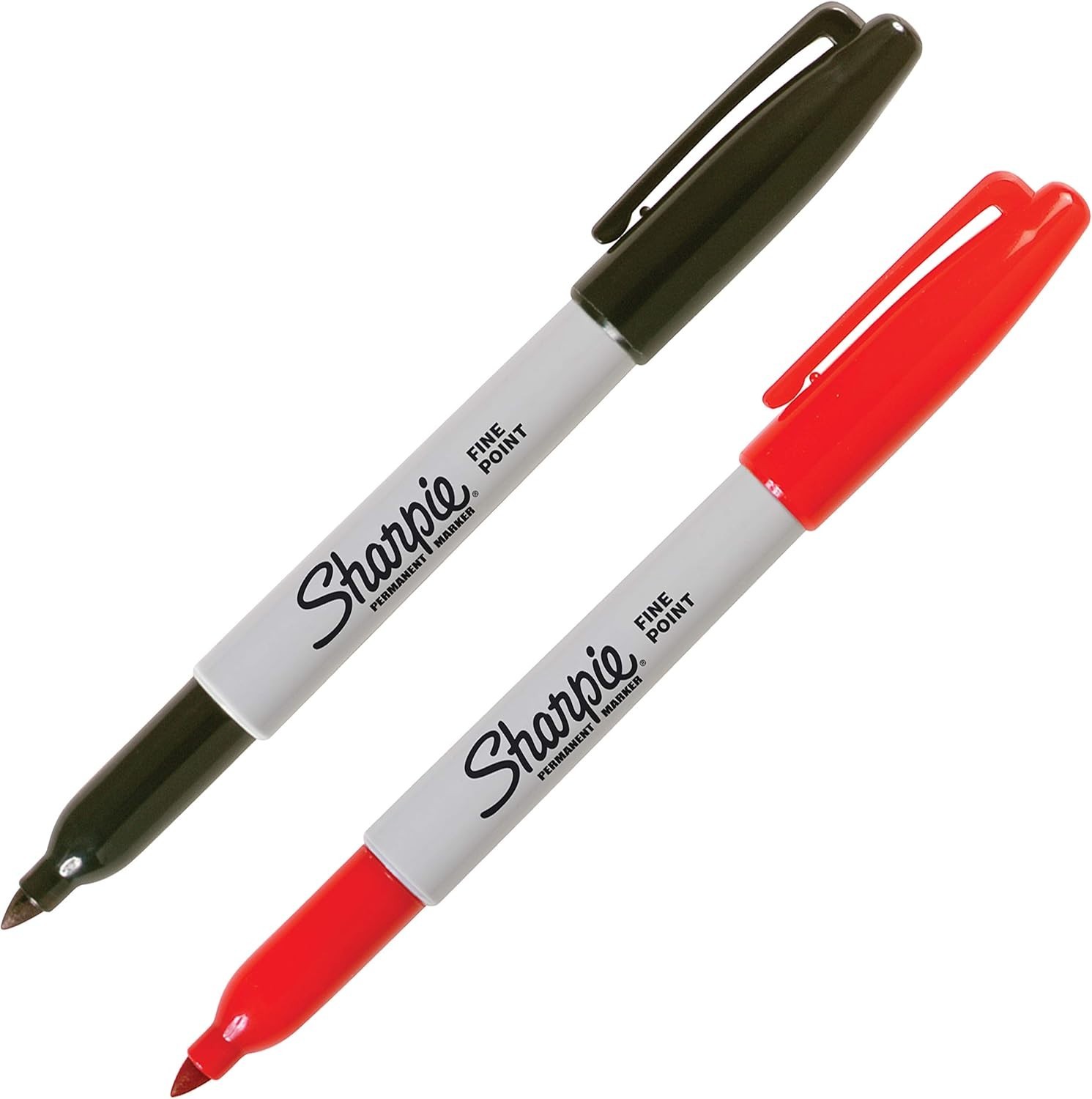 Permanent Markers, Fine Tip, Black & Red, 2 Pack