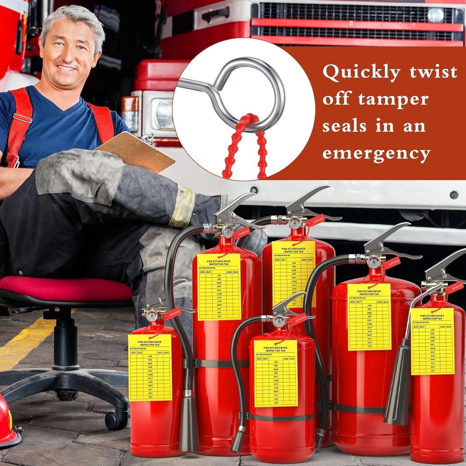 76 Pcs Monthly Fire Extinguisher Inspection Tags Set Including 4 Years Mainte
