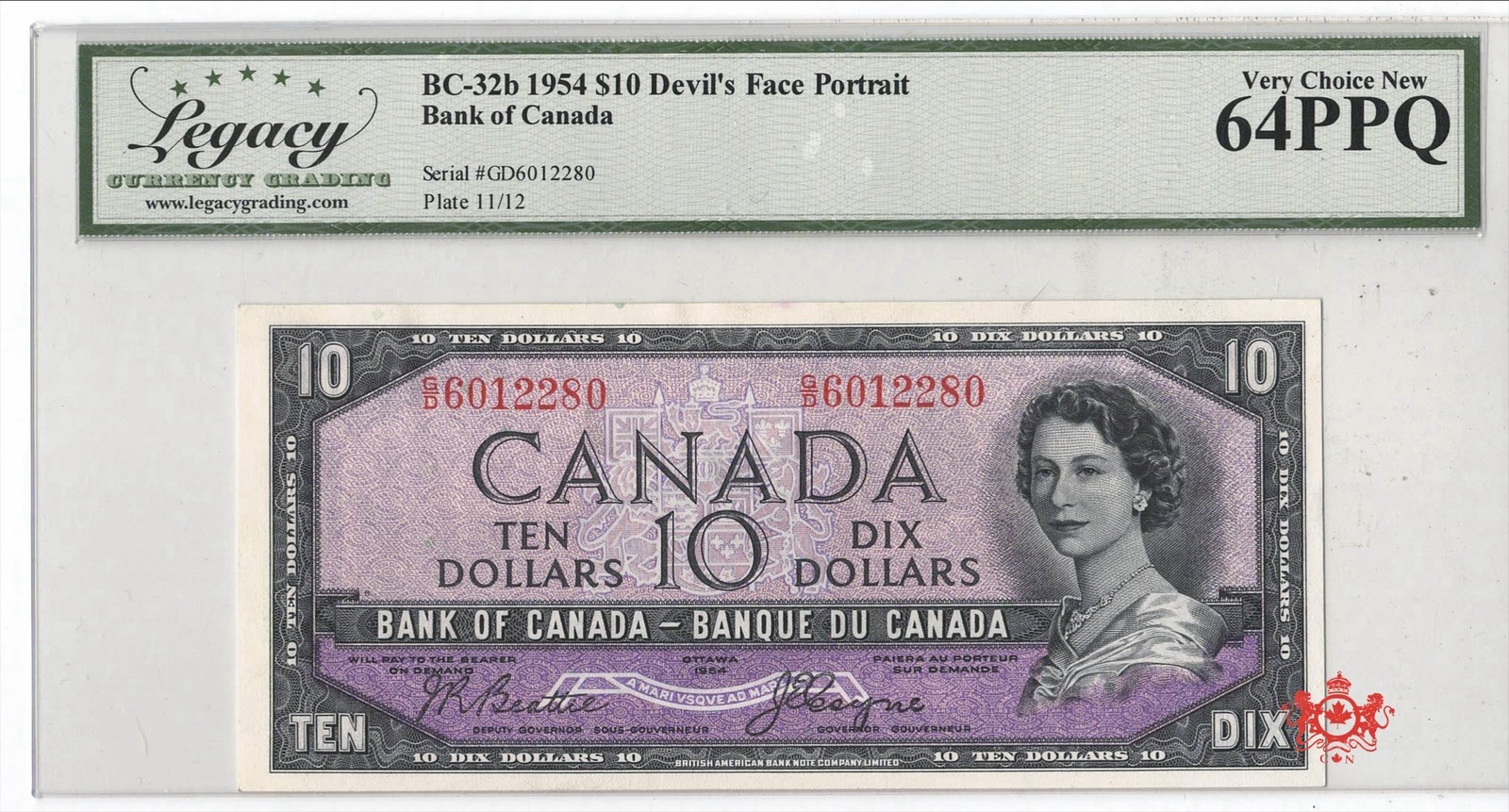 1954 Bank Of Canada 10$ Beattie/Coyne Devil Face G/D6012280 - Legacy UNC64PPQ -
