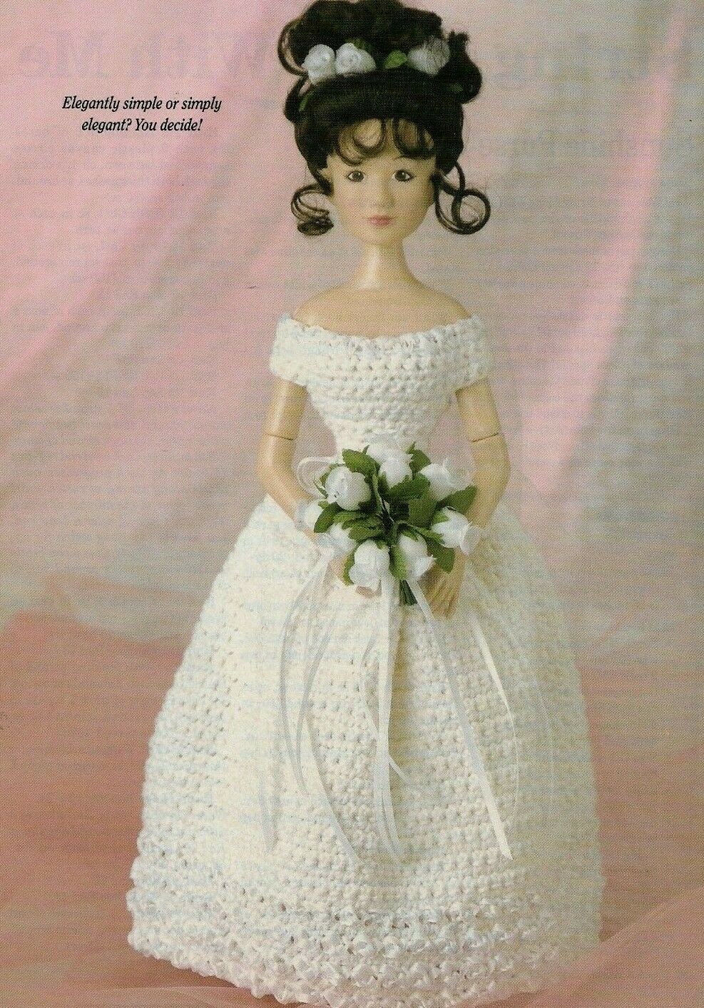 BLUSHING BRIDE DRESS 15" FASHION DOLL CROCHET PATTERN INSTRUCTIONS