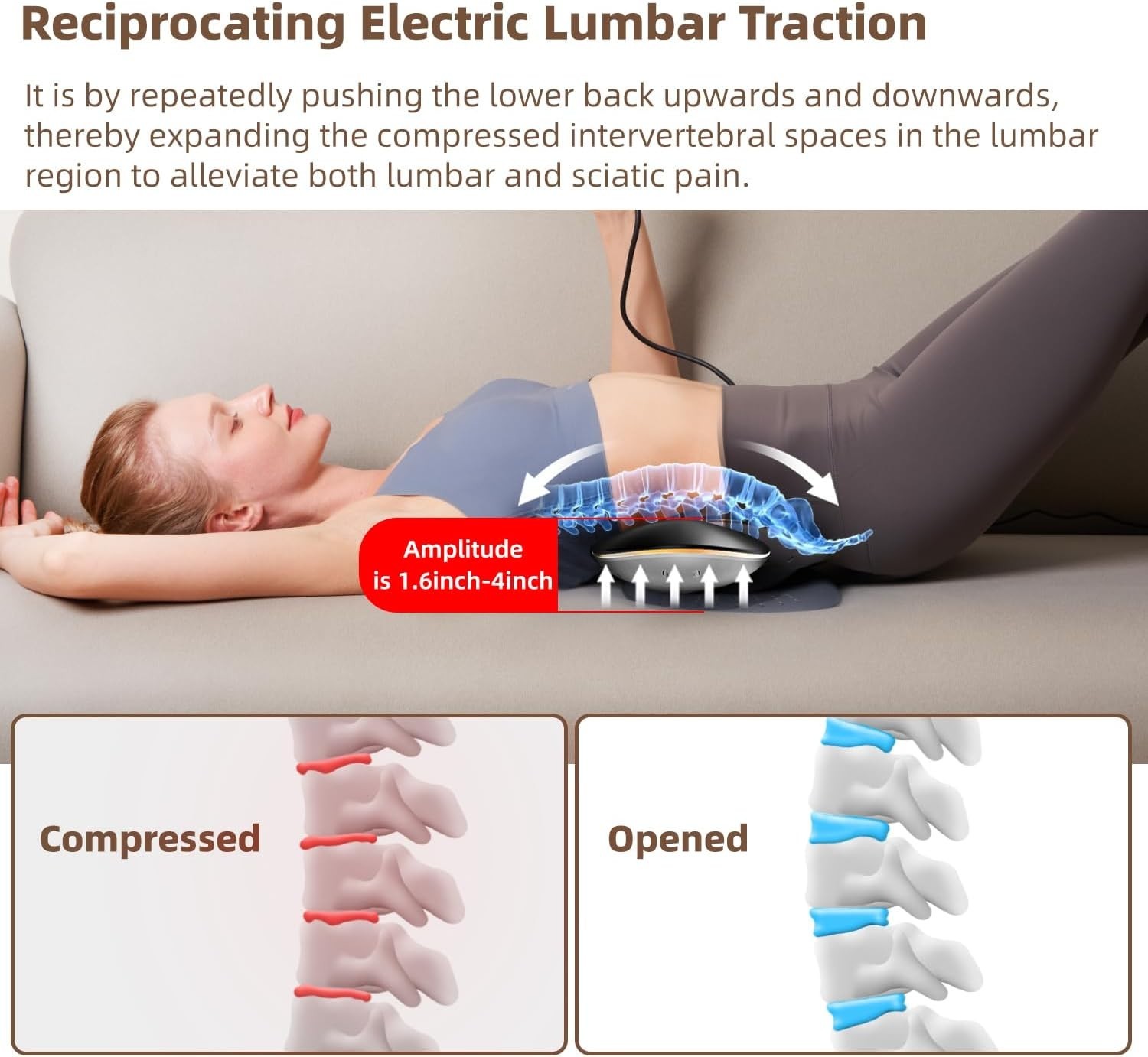 Electric Lumbar Traction Device, Multifunctional Back Traction Device with Dynam