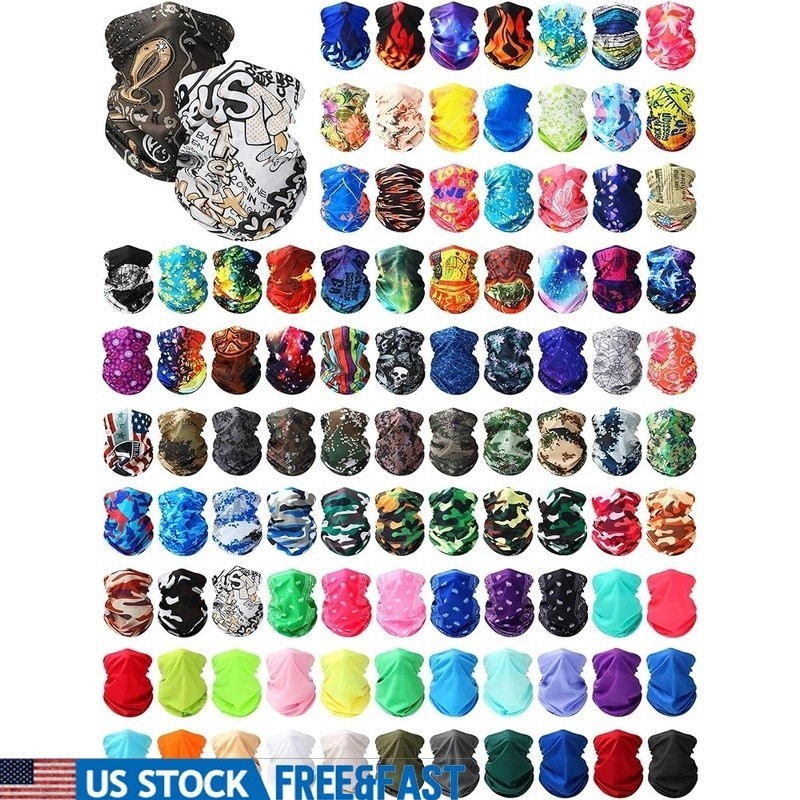 100 Neck Gaiters Multipack Sports Face Masks Scarf Bandana Outdoor Gear New