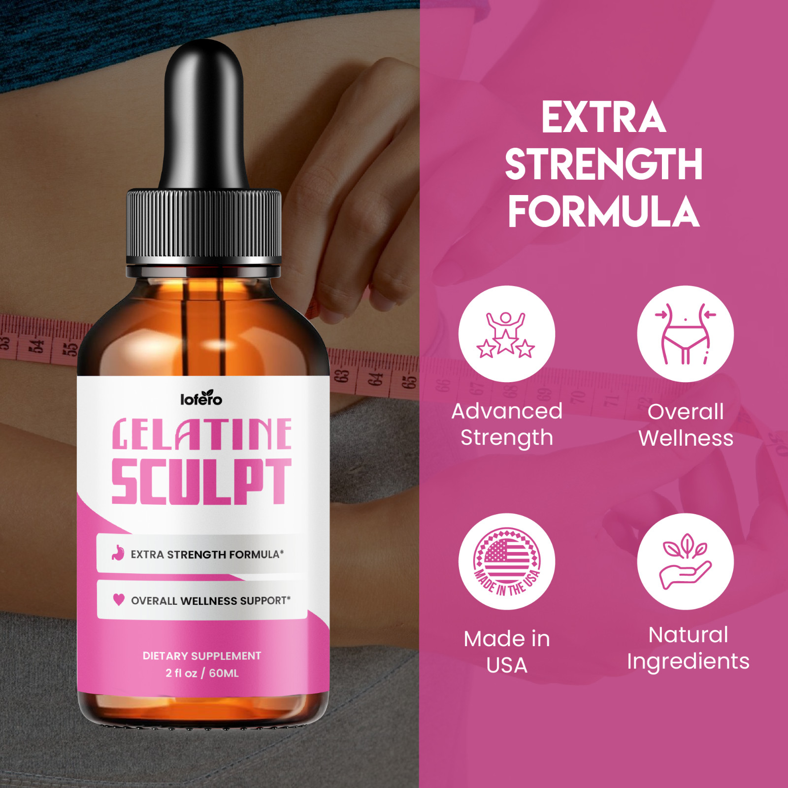 Gelatine Sculpt Drops, Natural Metabolism Support & Healthy Weight Loss (2oz)
