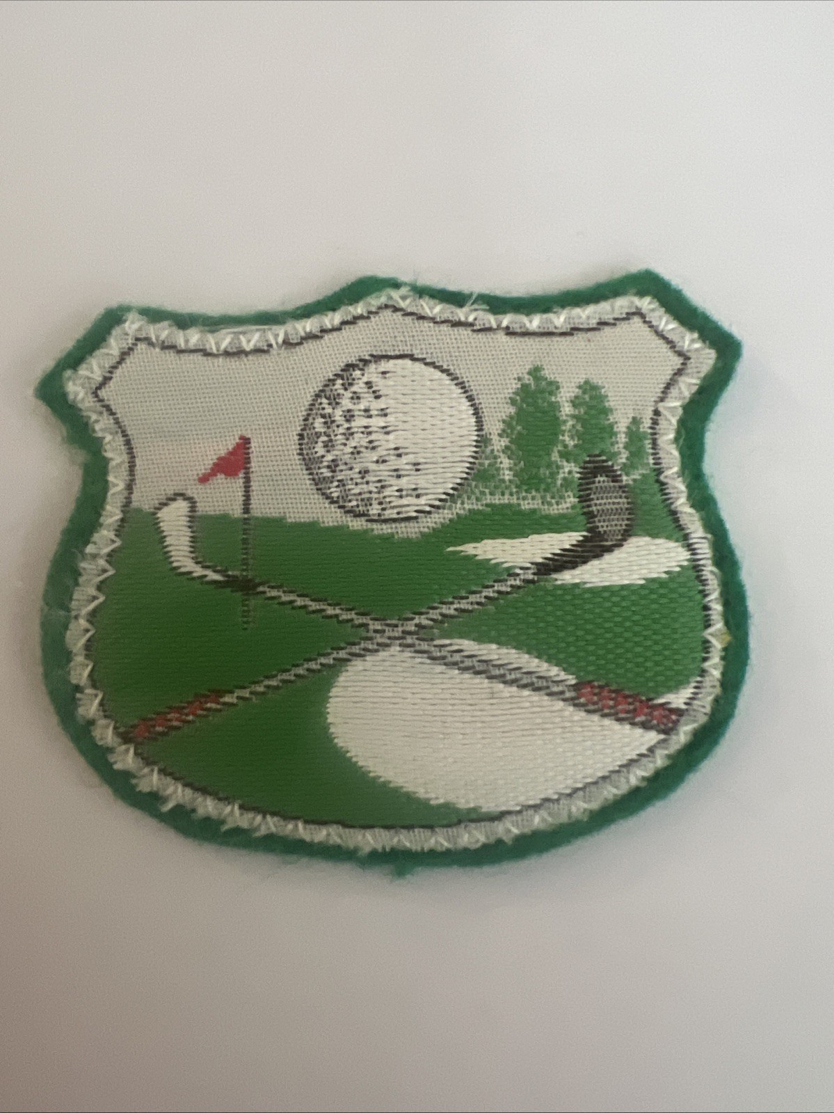 Vintage Golf Club Crest Patch NOS Sew On 2"x2" Crossed Clubs Green Border Shield