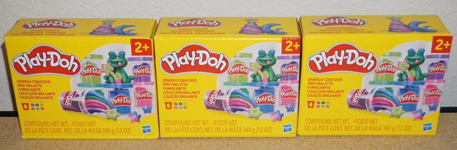 (3 Set) Play-Doh Sparkle Collection 6 Pack Non-Toxic