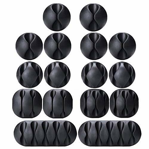 16 Pack Black Adhesive Cord Holders Clip,Ideal Cable Cords  for Organizing Cable