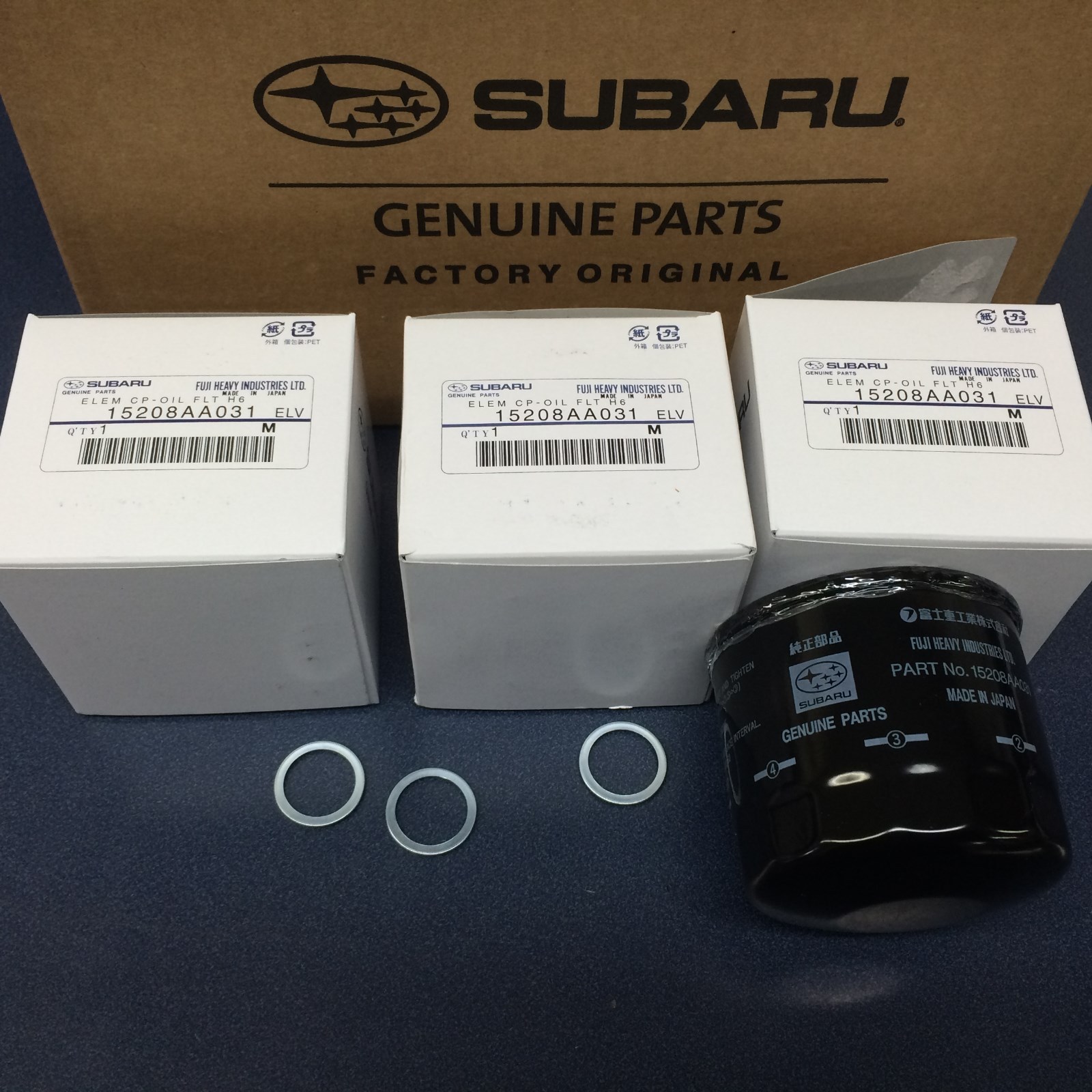 Genuine Subaru Engine Oil Filter & Crush Gasket (3 Pack) All 6 Cyl 15208AA031 oe