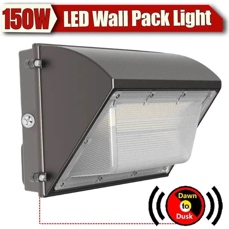 150W LED Wall Pack Light Outdoor 5000K White 18000 Lumen IP65 Waterproof