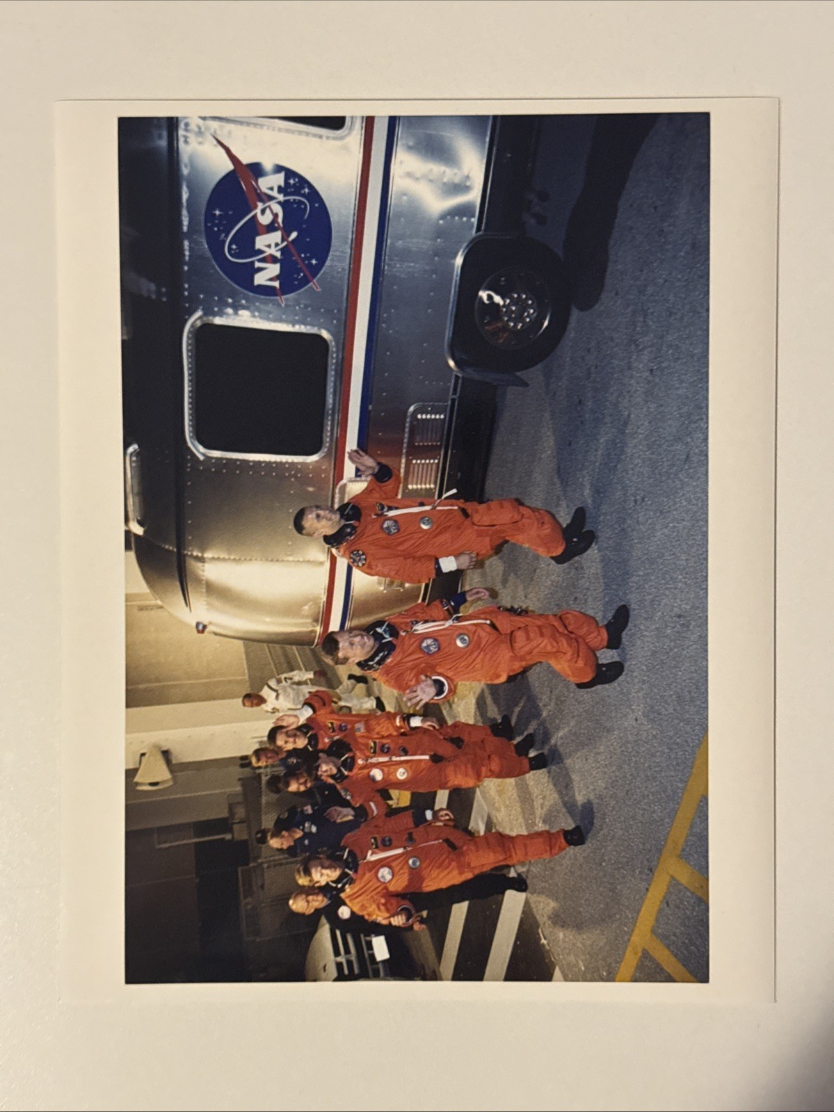 NASA STS 104 Crew Walkout of O&C Getting on the Astrovan to Pad 39B Press Photo