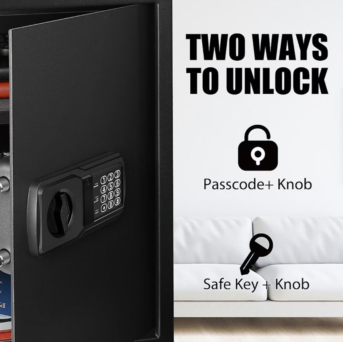 Fortress Extra Large Personal Safe w/ Electronic Lock Black, Solid steel 44E40