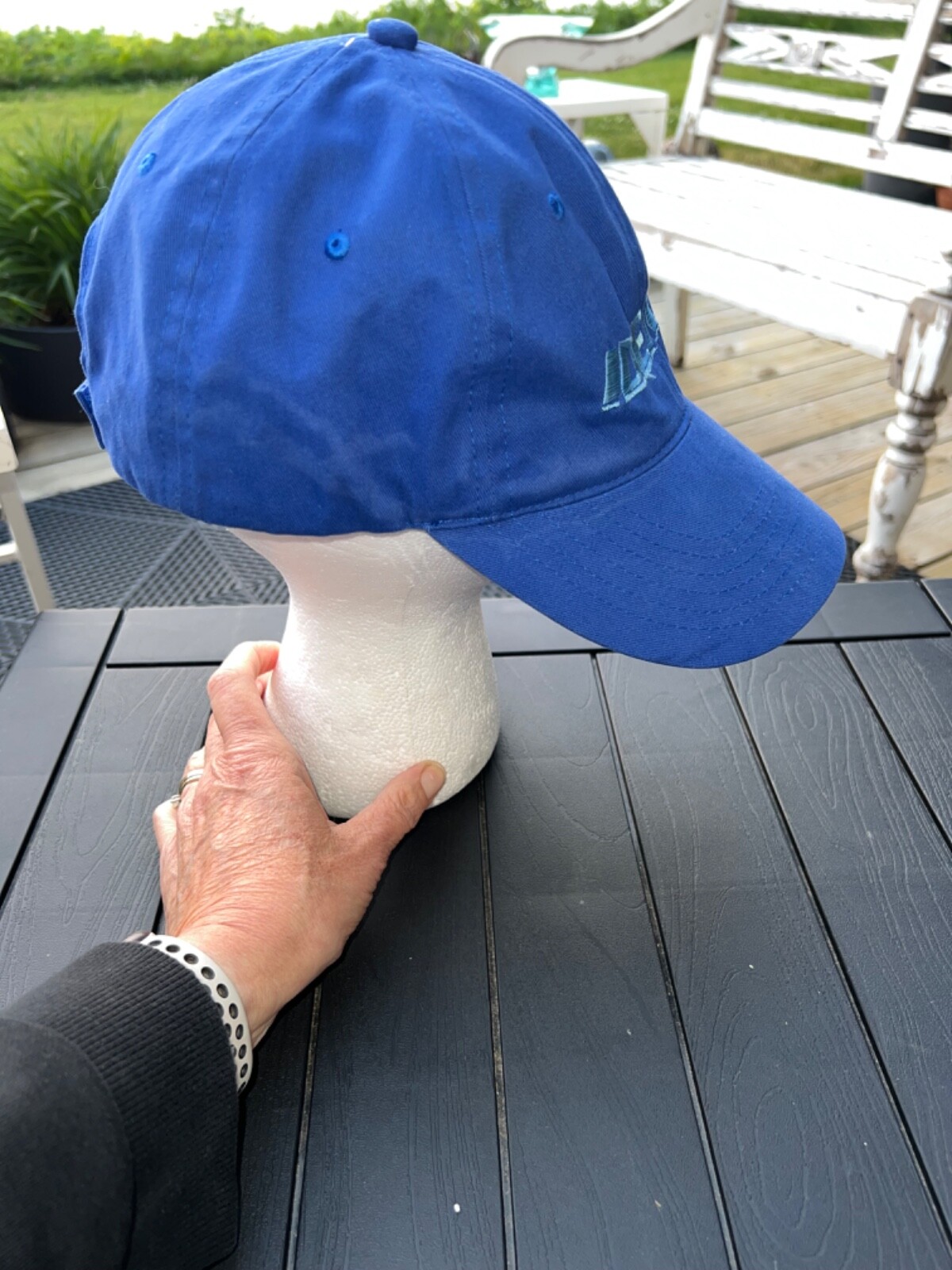 Ideal in light blue on a Royal blue Brian Robinson Headwear Hat Cap Hook Loop