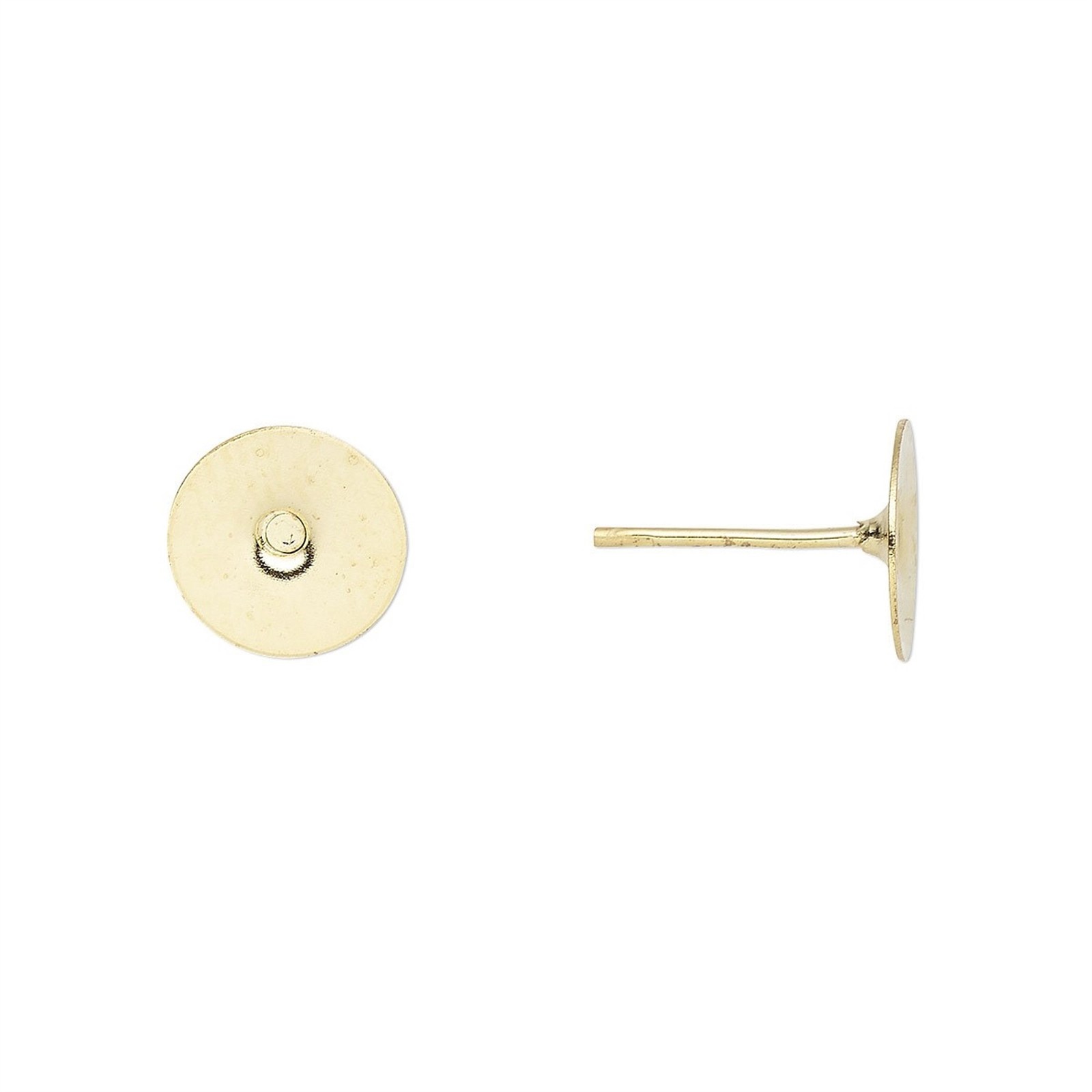Gold Plated Brass Stainless Steel 8mm Flat Pad Stud Post Earring Findings 10 pcs