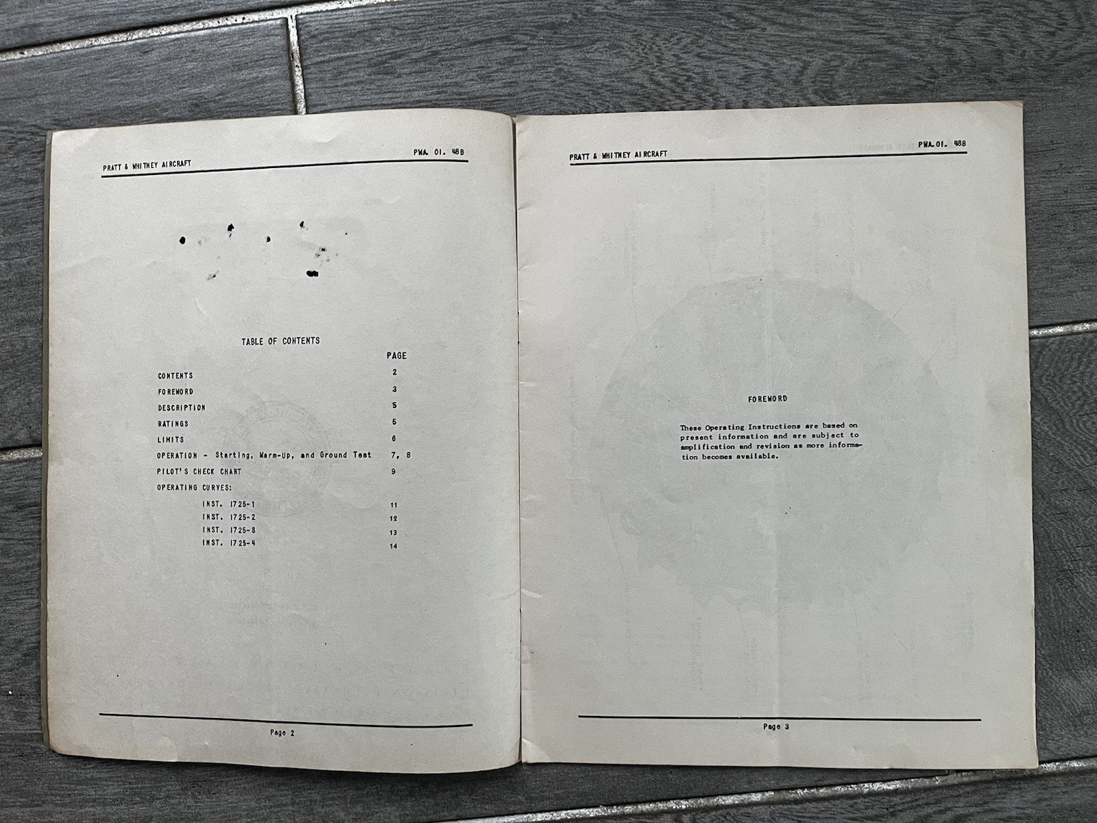 Pratt & Whitney R-1830-94 Engine Specific Operating Instructions 1946 Original