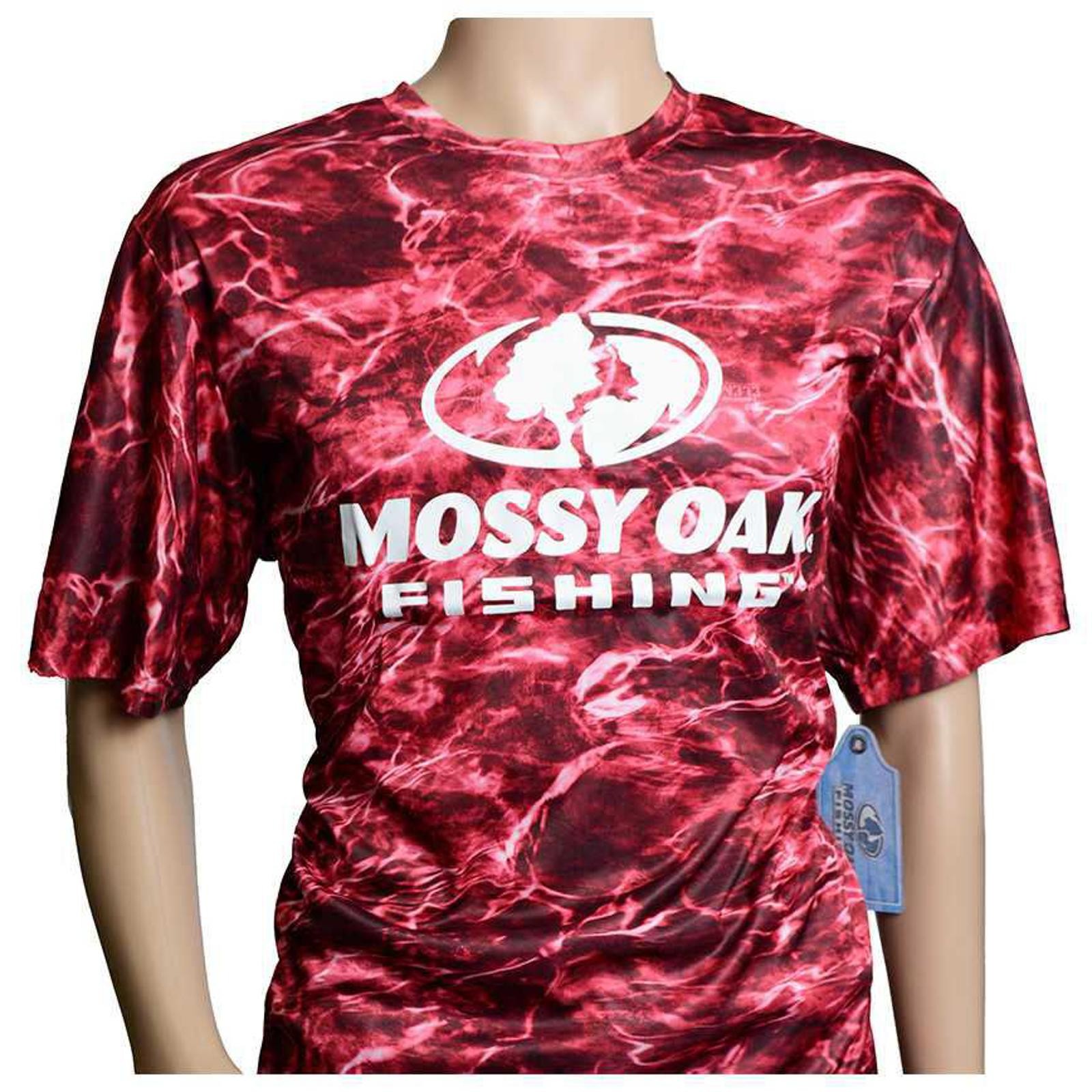 NEW MENS MOSSY OAK FISHING SHORT SLEEVE PINK SHIRT SIZE L