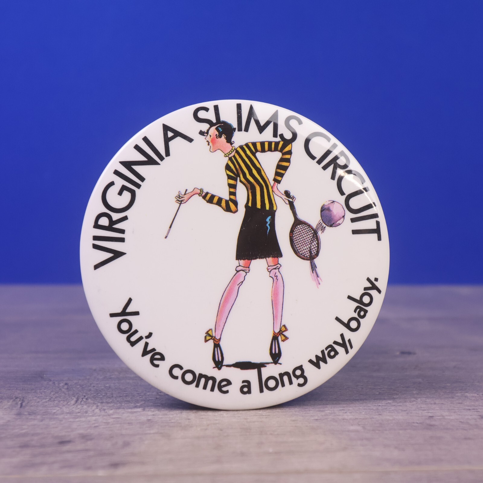 Vntg 72 Virginia Slims Circuit Tennis Youve Come A Long Way Baby Pinback Button