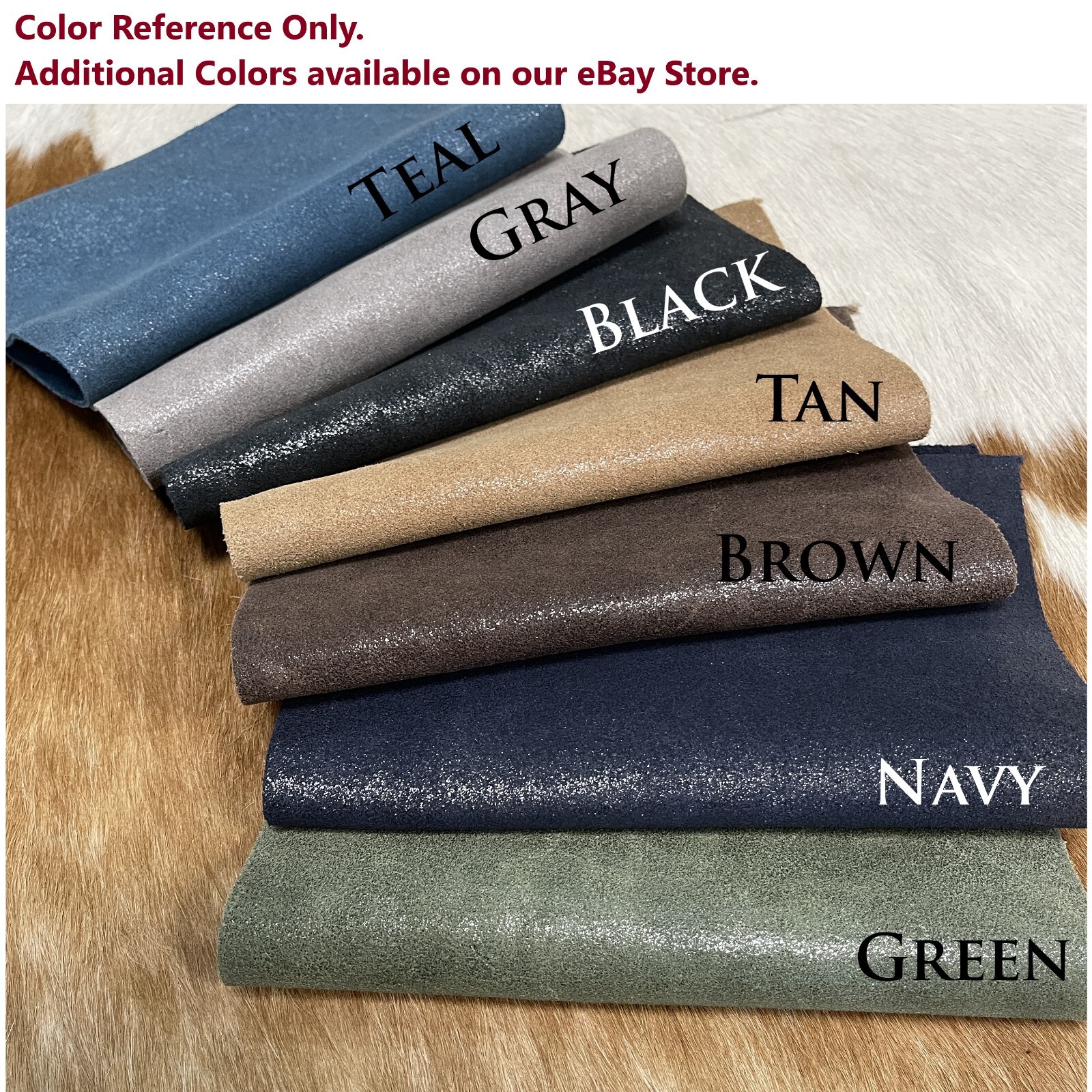 Navy Blue Jelly Sheen Cow Suede 3.5-4 oz Leather Rough Cut by the Square Foot