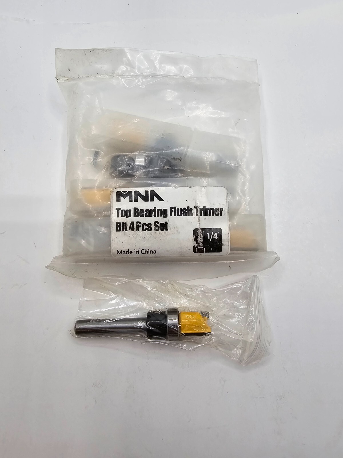 (8 Piece) MNA 1/4" Top Bearing Flush Trimer Bit Pattern Flush Trim Router Bit
