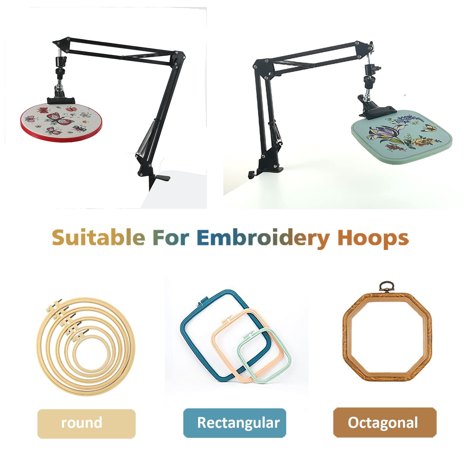 Adjustable Folding Metal Hand Embroidery Stand for Craft Hoops