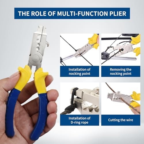 Bow String Nock Point Pliers Kit - D Loop Tool with 3 D Loop Strings & 5 Nocks