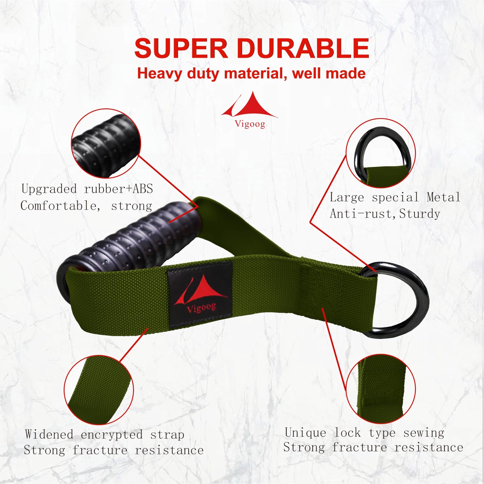 Heavy Duty Exercise Handles, Ultra-Durable Rubber Workout Grip Attachments fo...